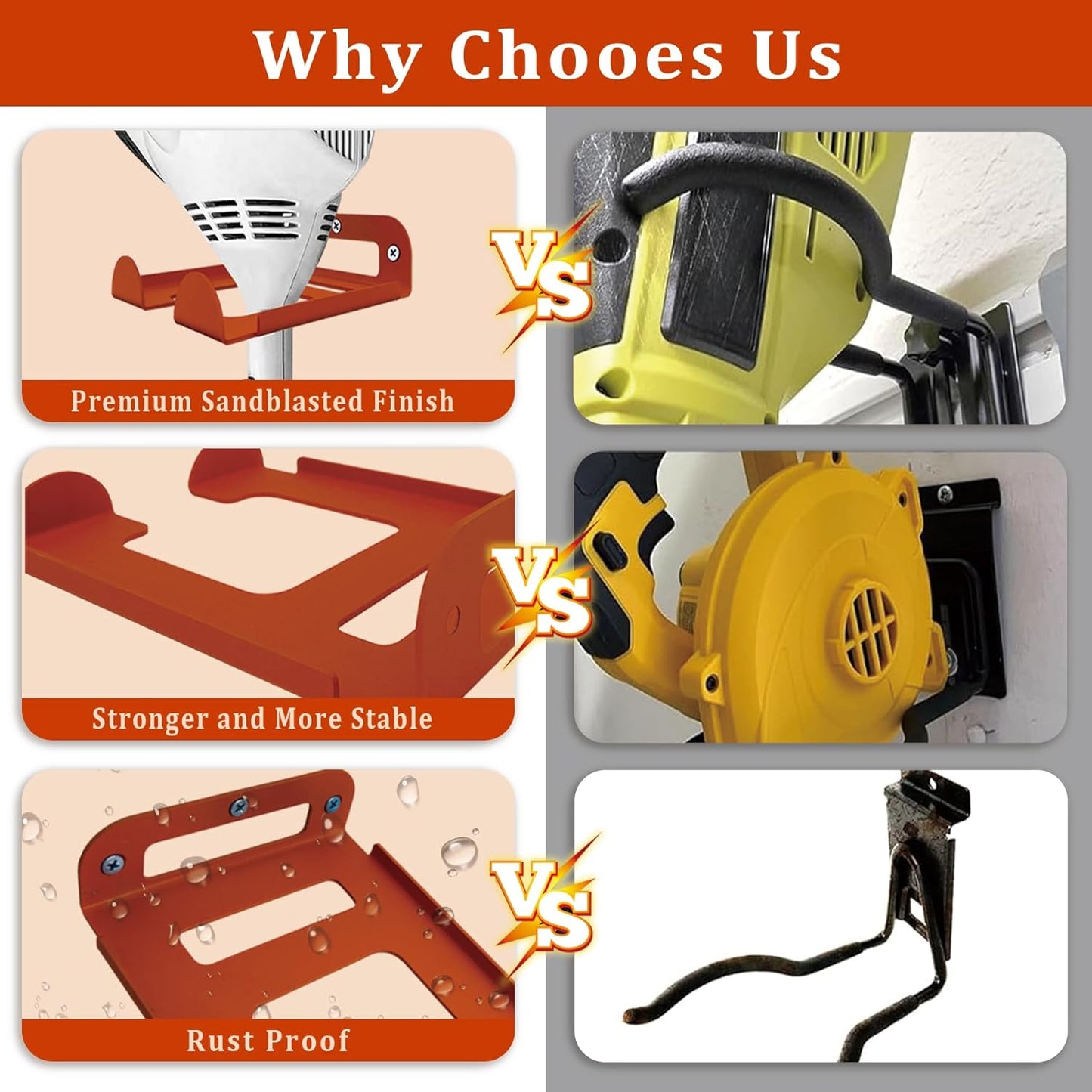 Weed Eater Hanger -1 Pack Heavy Duty Trimmer Rack Wall Mount for Grass Trimmer, Garden Tool Rack/Bracket, Wall Mount Tool Hanger, Shed Storage, Weed Wacker Holder