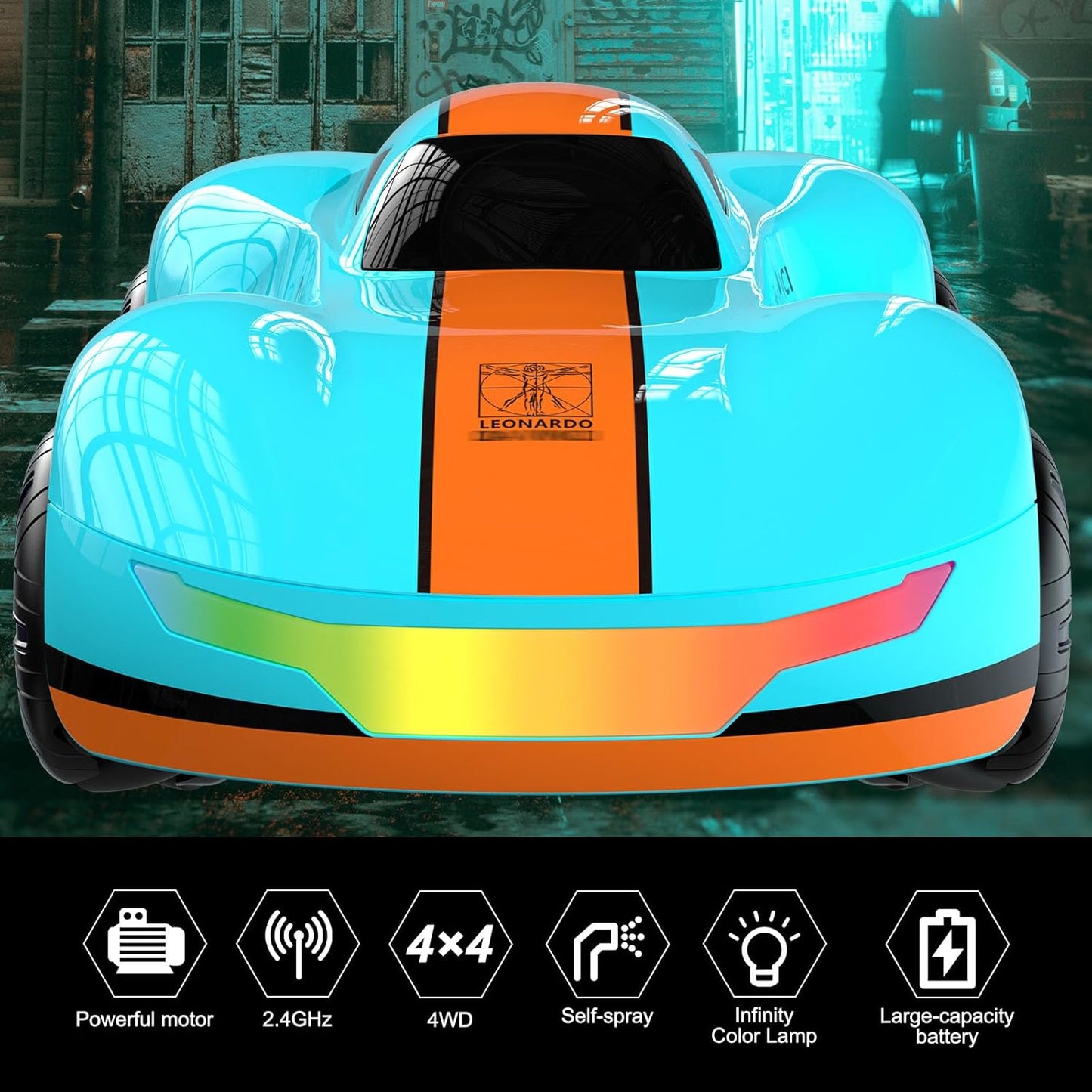 Drift Car, High-Speed Remote Control Cars, Rc Drift Cars for Adults, 32+ km/H, 1:16 Scale, Self-Spray, Infinity Color Lamp, 1200mAh Battery, Racing Level Operation, Gift for Kids/Adults (Blue)