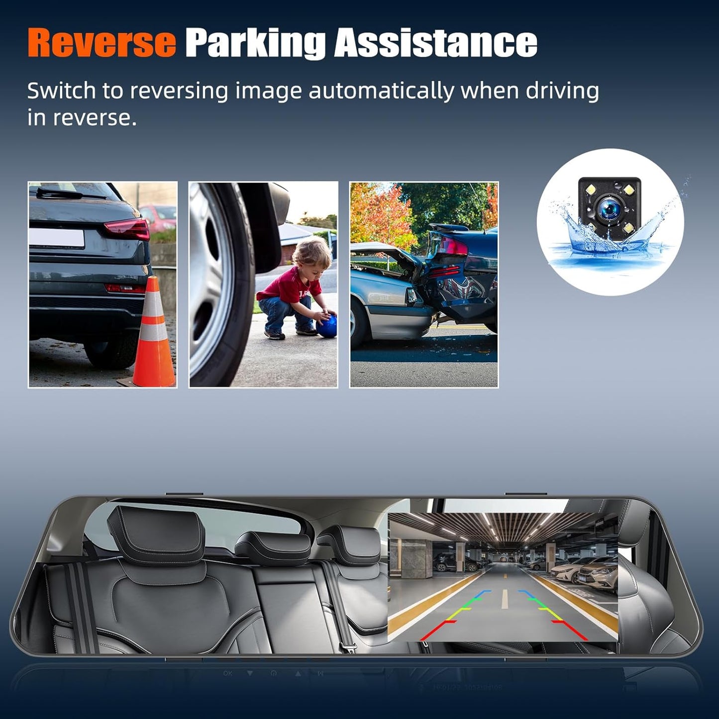 Mirror Dash Cam for Cars,4.5 Inch Rear View Mirror 1080P Front and Rear View Dual Cameras,Super Night Vision,Parking Assistance,24H Parking Monitor,Waterproof Backup Camera