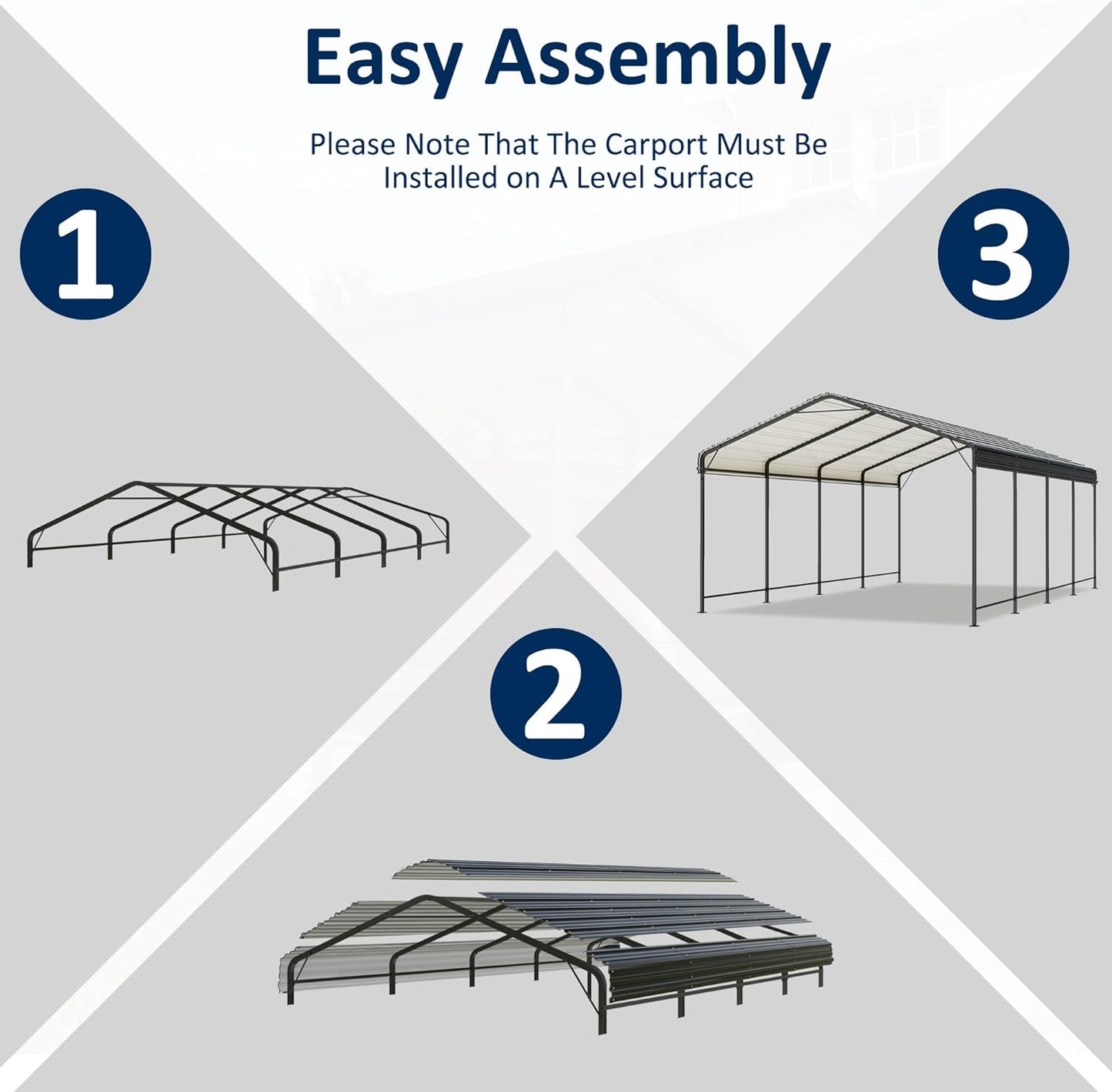 12x20 Metal Carport Carports with Enhanced Base Heavy Duty Garage Outdoor Galvanized Car Shelter for Car, Boats and Truck