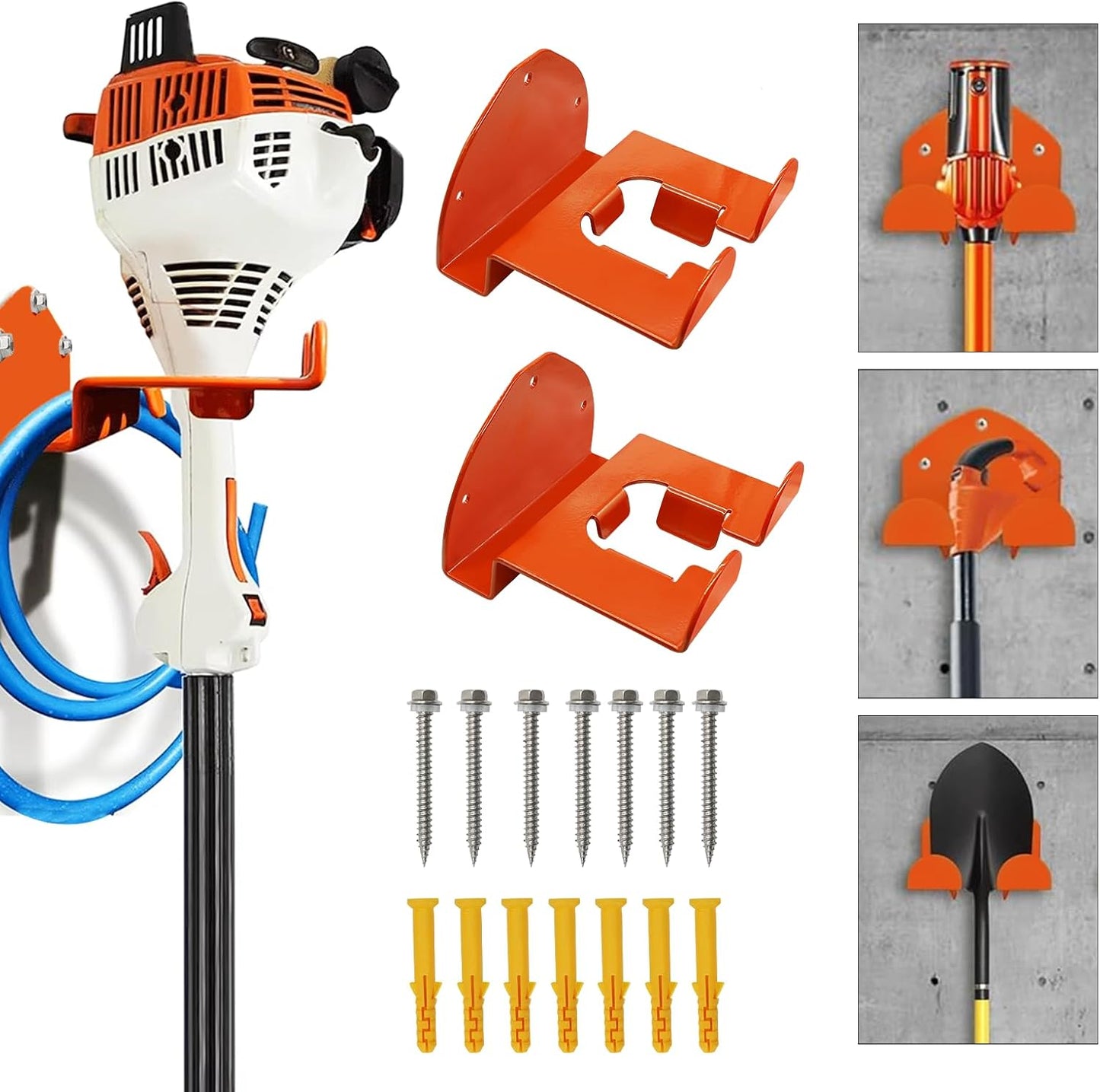 Garage Organization Weedeater Hanger,2 Pack Weed Eater Hanger For Wall, Heavy Duty Weed Wacker Hooks, Garage Organization Storage Shed Organizer Mounted Trimmer Rack