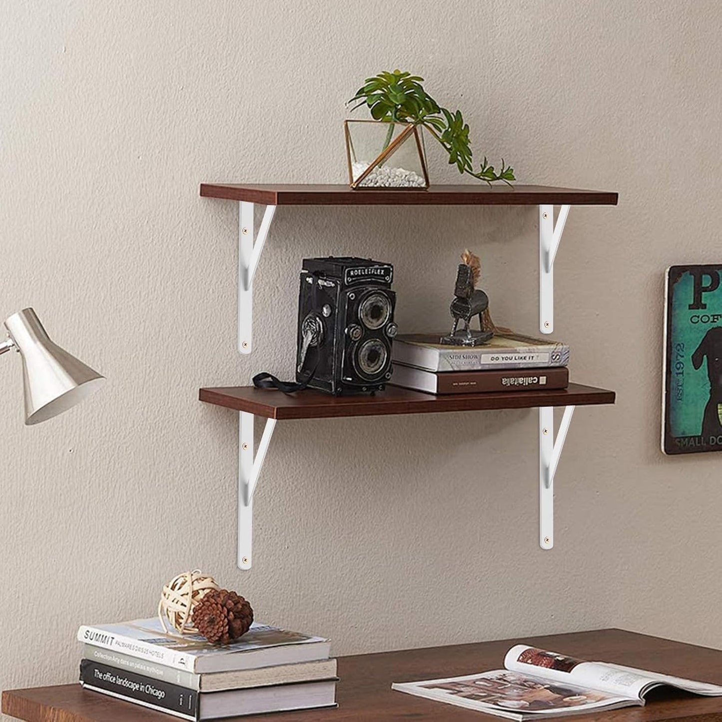 12 Pack L11 x H 8" White Heavy Duty Shelf Brackets with Screws Metal Shelf Brackets Shelf Support Angle Brackets for Shelves L Brackets Heavy Duty Floating Shelf