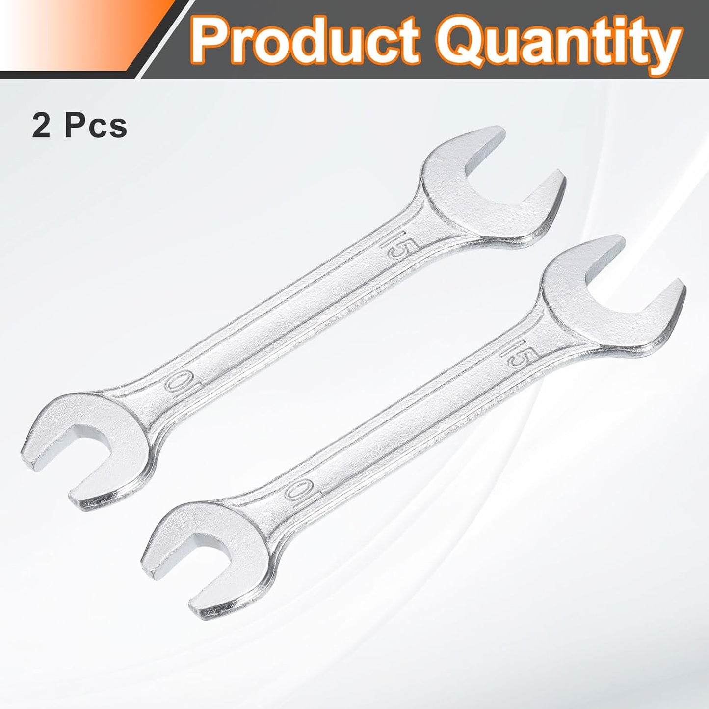 HARFINGTON 2pcs Double Open End Wrench 10mm x 15mm Metric 15 Degree Offset Angle Small Flat Head Wrench Galvanizing Open Ended Spanner for Automotive Repair Furniture Assembly