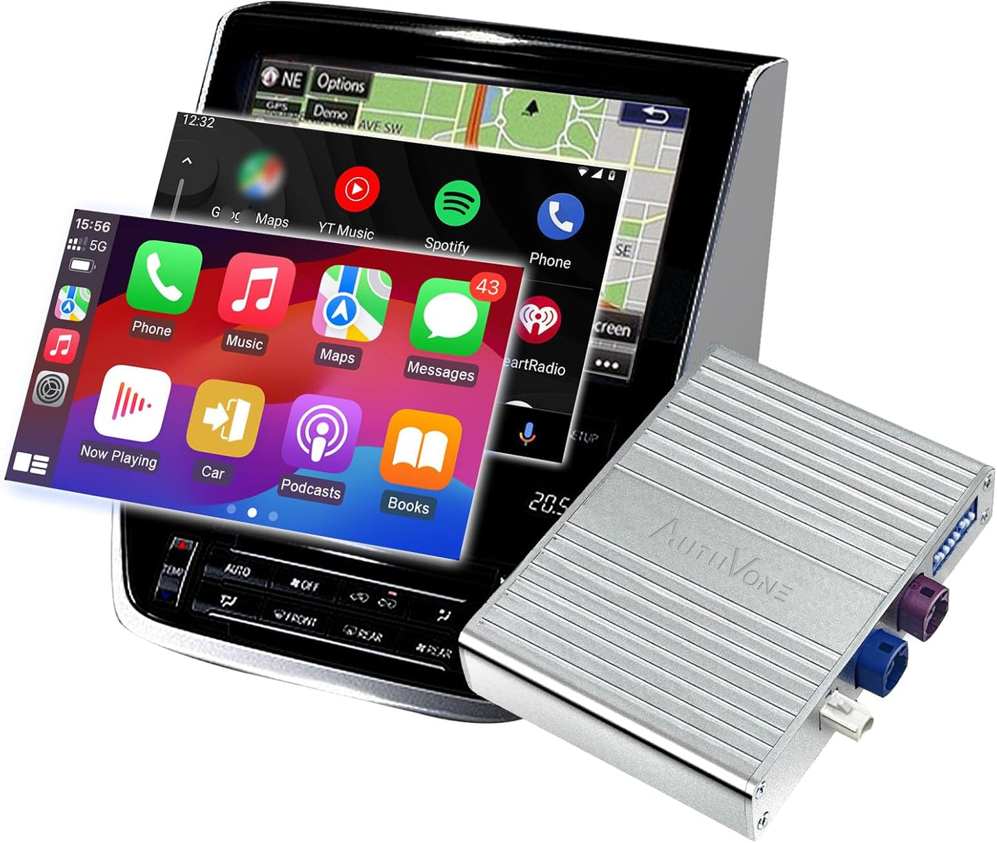 LVDS Wired/Wireless CarPlay Decoder Retrofit Kit for Land Cruiser LC200 2016-2021, Support Wireless Android Auto, Upgrade Car Screen to Phone Mirror, Keep The Factory Screen and Features