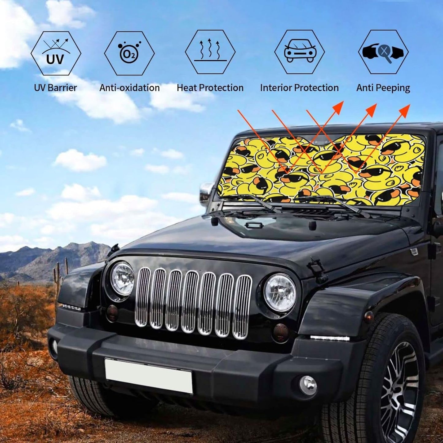 Duck Car Windshield Sunshade Front Window Sun Visor Protector Foldable Shield Cover for Truck SUV