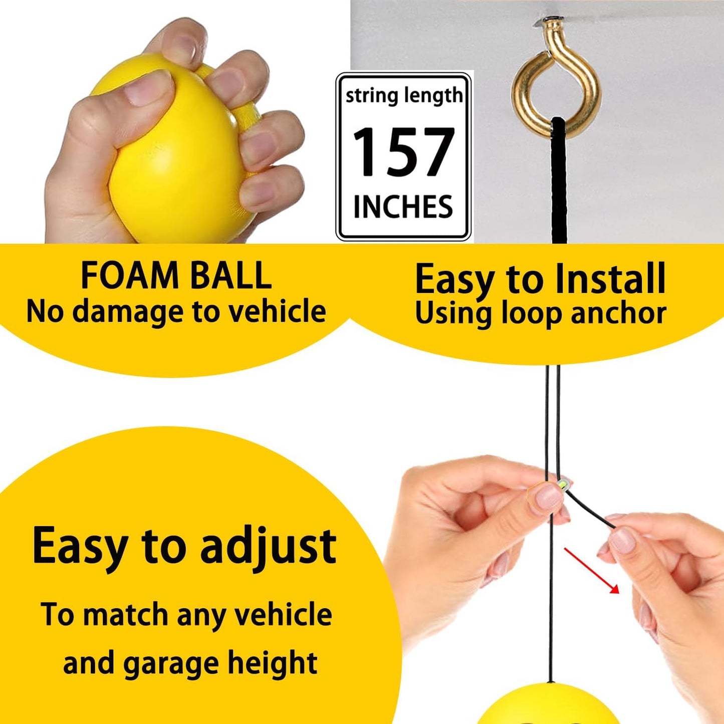 Double Garage Parking Aid-Parking Ball Guide System, Parking Assistant kit Includes a retracting Ball Sensor Assist Solution.A Perfect Garage Parking Indicator (Happy Angry Sister)