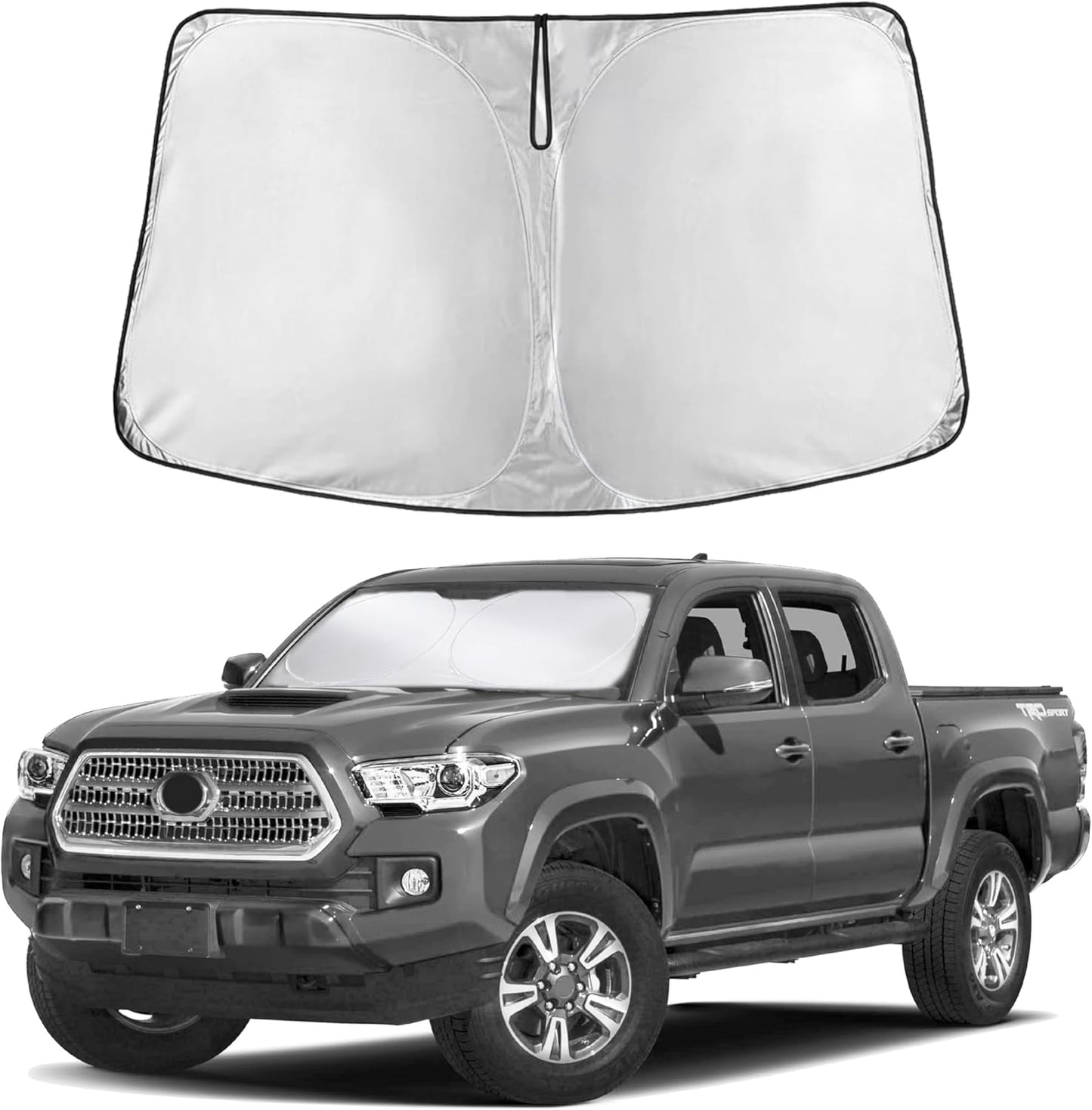 Econour Windshield Sun Shade for Toyota Tacoma 2016-2025 2026 Accessories 2Dr 4Dr Pickup Truck, Custom Fit Car Front Window Sunshade Sun Visor Protector Foldable Blocks UV Rays Keep Car Cooler