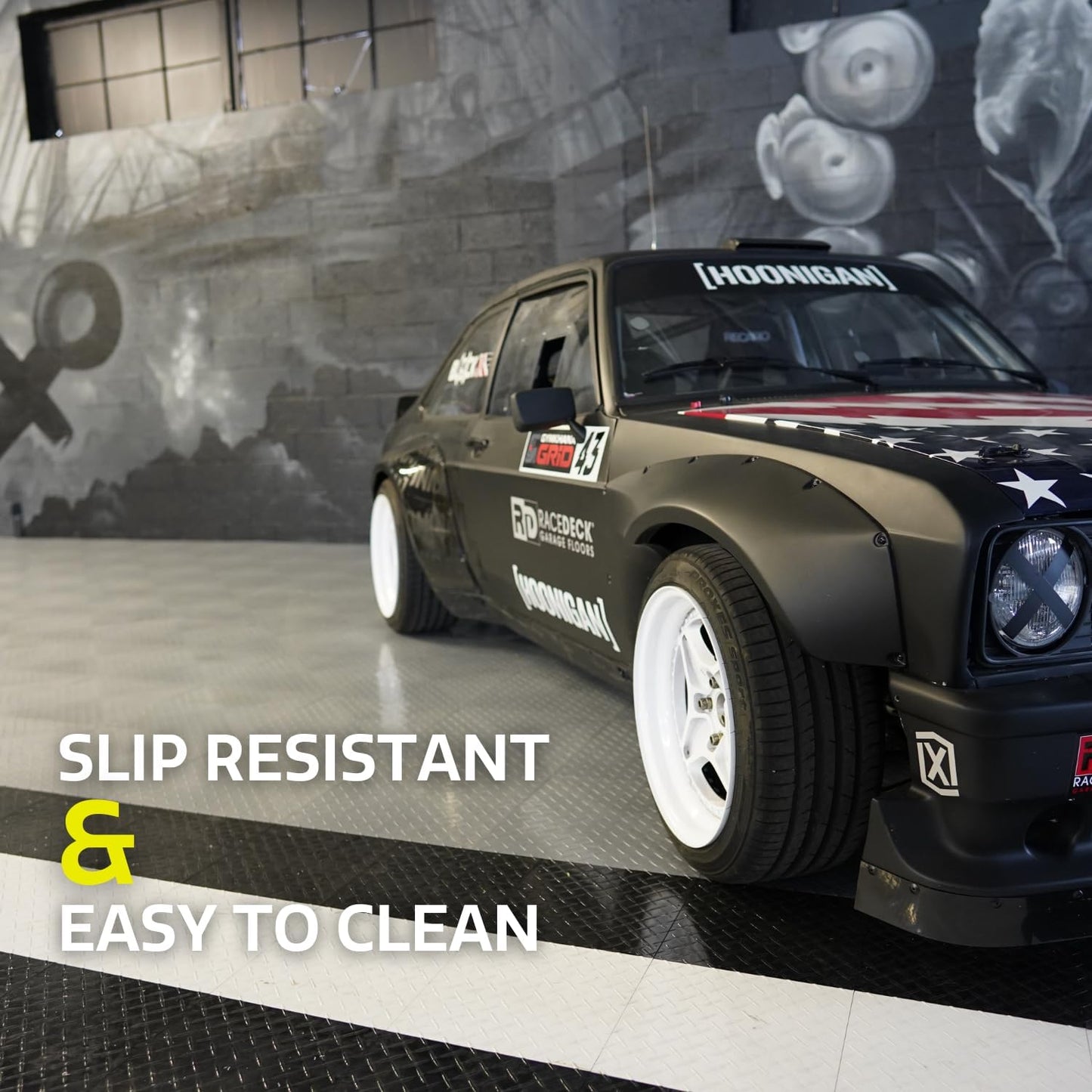 Big Floors RaceDeck Diamond Plate Design, Durable Interlocking Modular Garage Flooring Tile (Royal Blue, 48 Pack of 12 x 12" Tiles)