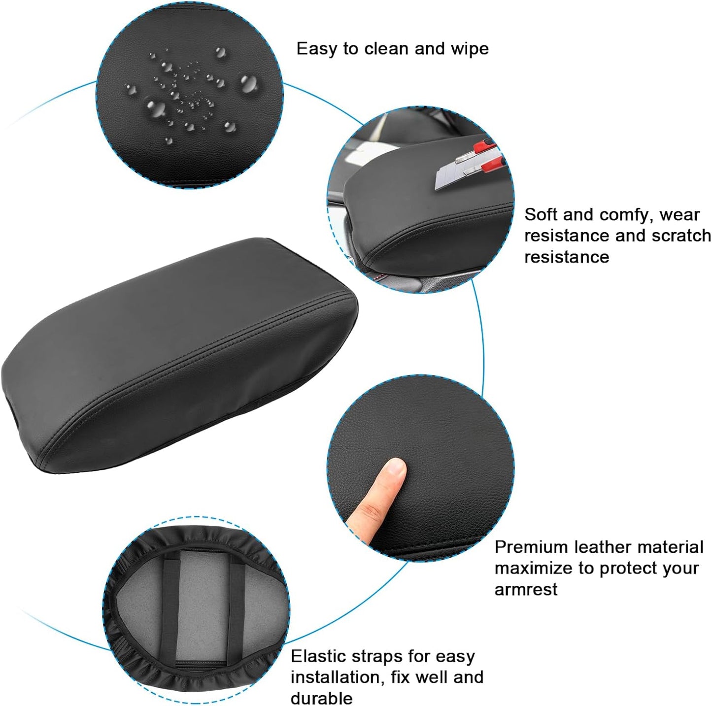 SXCY Fit for 2023 2024 2025 Honda Accord Armrest Cover for 2023 2024 2025 Accord Center Console Cover for 2024 2025 Honda Accord Accessories Armrest Cushion(Leather Cover with Black Stitching)