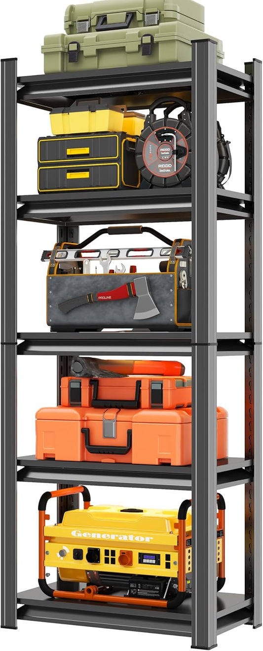 Metal Garage Shelving Unit, Heavy Duty 5-Tier Adjustable Storage Rack, Steel Shelving,2000 lbs Capacity, Industrial Shelves for Heavy Tools and Equipment (5-Tier 59" H x24 W x 14" D)