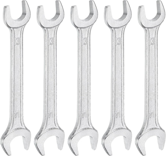 HARFINGTON 5pcs Double Open End Wrench 13mm x 14mm Metric 15 Degree Offset Angle Small Flat Head Wrench Galvanizing Open Ended Spanner for Automotive Repair Furniture Assembly