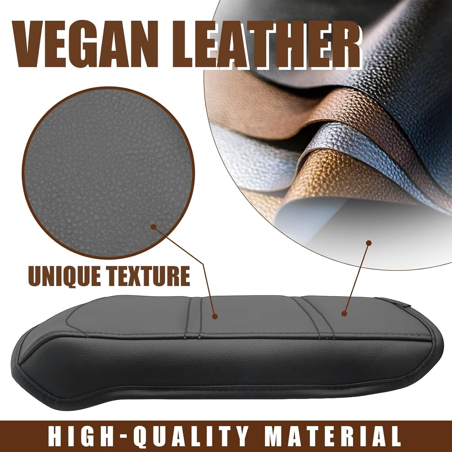 Muslogy for Acadia 2017-2023 Center Console Pad Armrest Cover Vegan Leather Cushion Pad Accessories Armrest Lid Protector Extra Soft Compatible with GMC Acadia 2023 2022-2017 (Black/Black Trim)