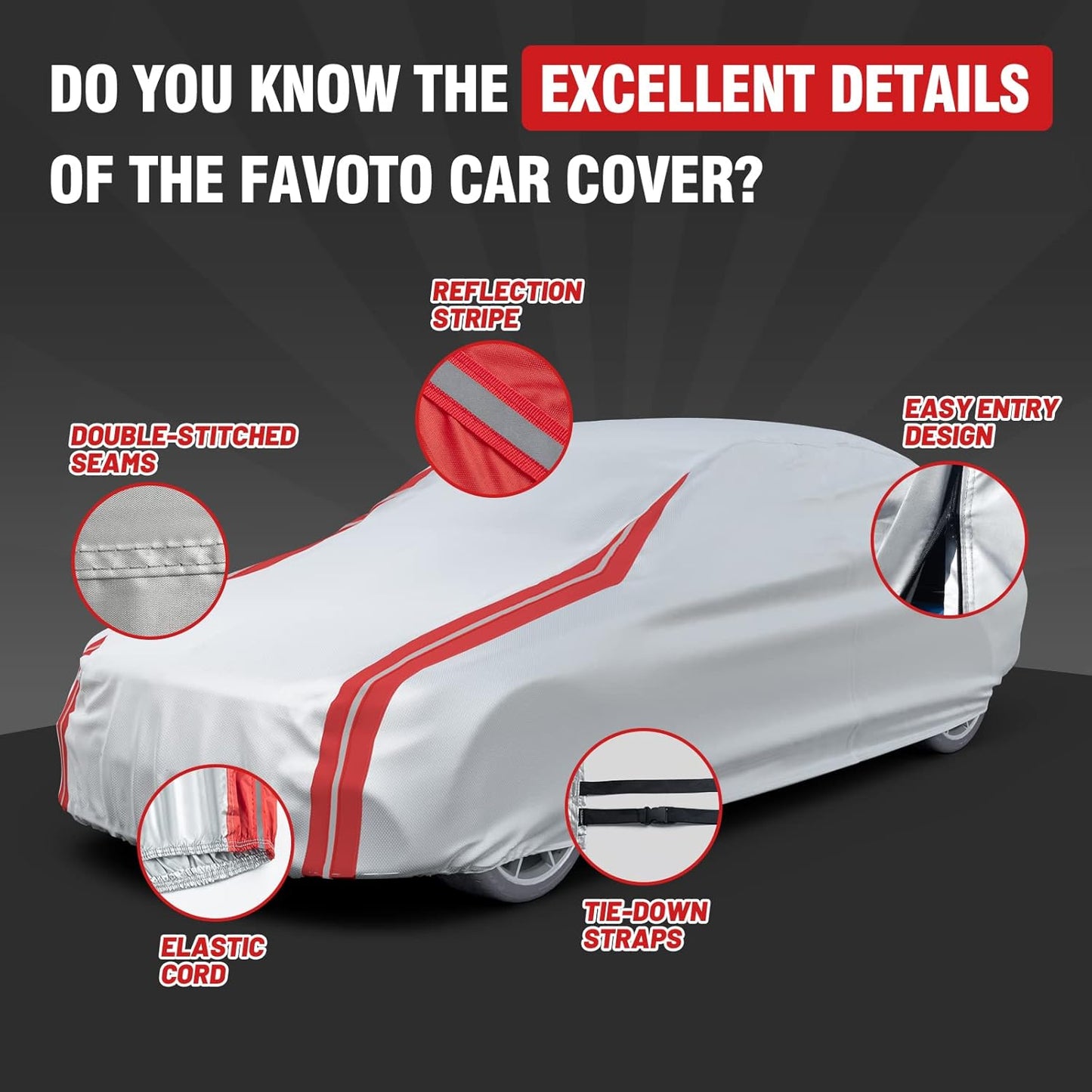 Favoto Car Cover Waterproof Outdoor - Custom Fit for Dodge Challenger (2008-2024) Oxford Cloth All Weather for Automobiles Rain Sun Dust Protection Windproof Full Car Covers