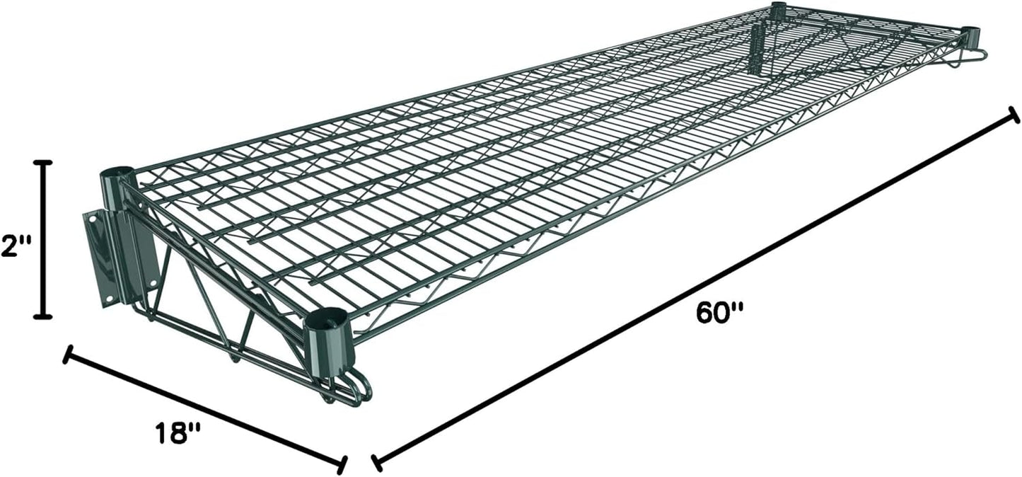 18" x 60" Green Epoxy Wire Wall Mount Shelf