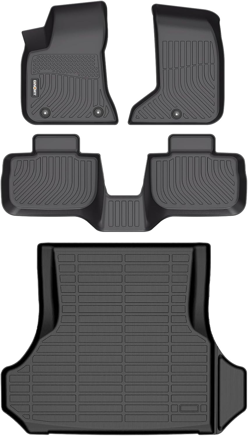 GINOWY- Floor Mats & Cargo Liner for Dodge Charger AWD 2023-2011 &Chrysler 300 AWD, TPE All Weather Protection Charger Car Mats, Non-Slip Trunk Mat, Floor Liners Waterproof Accessories-Black