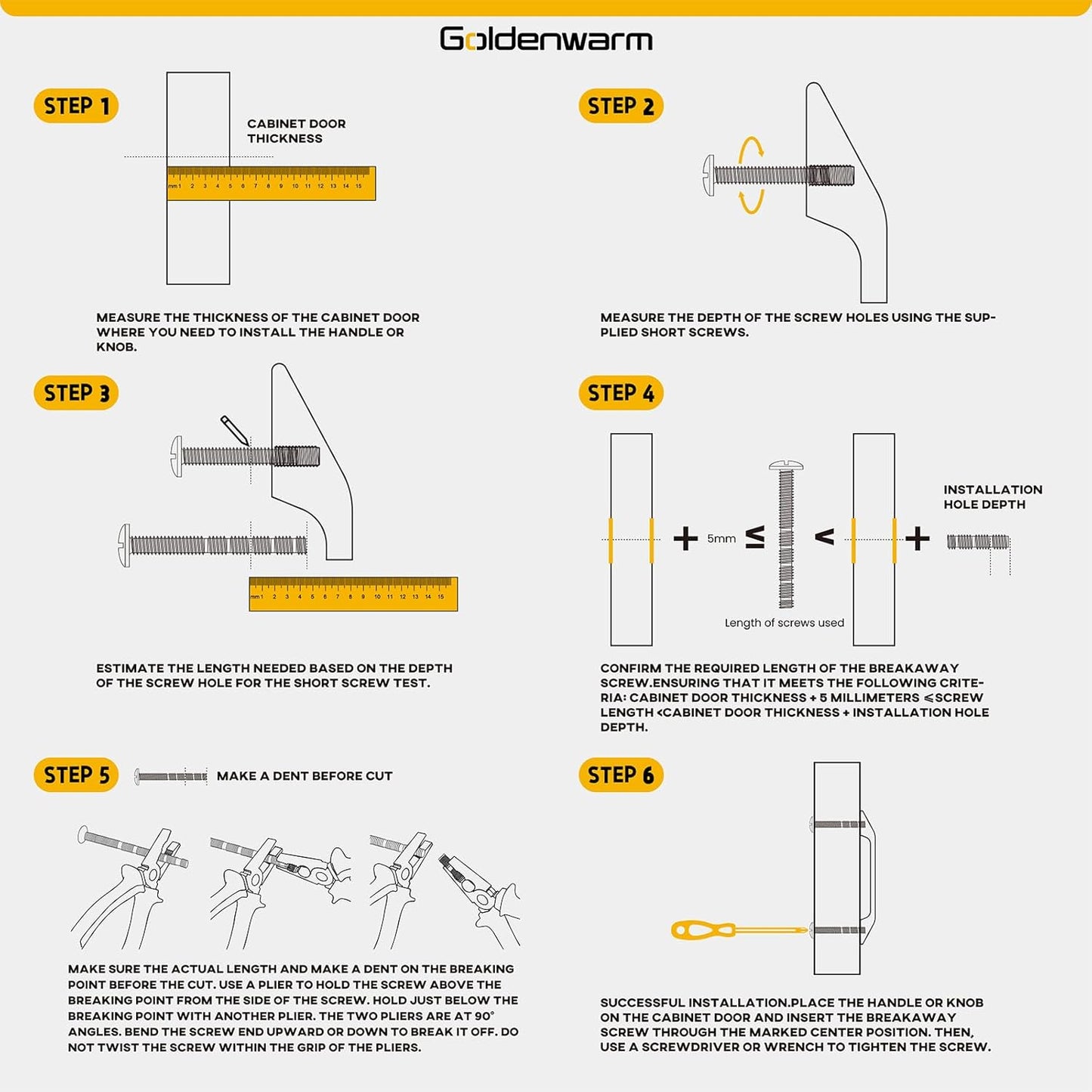 goldenwarm 10 Pack Black Cabinet Knobs T Bar - Kitchen Cabinet Handles Stainless Steel Cabinet Hardware Black Pulls for Bathroom Cabinets and Cupboard, 2in(50mm) Overall Length