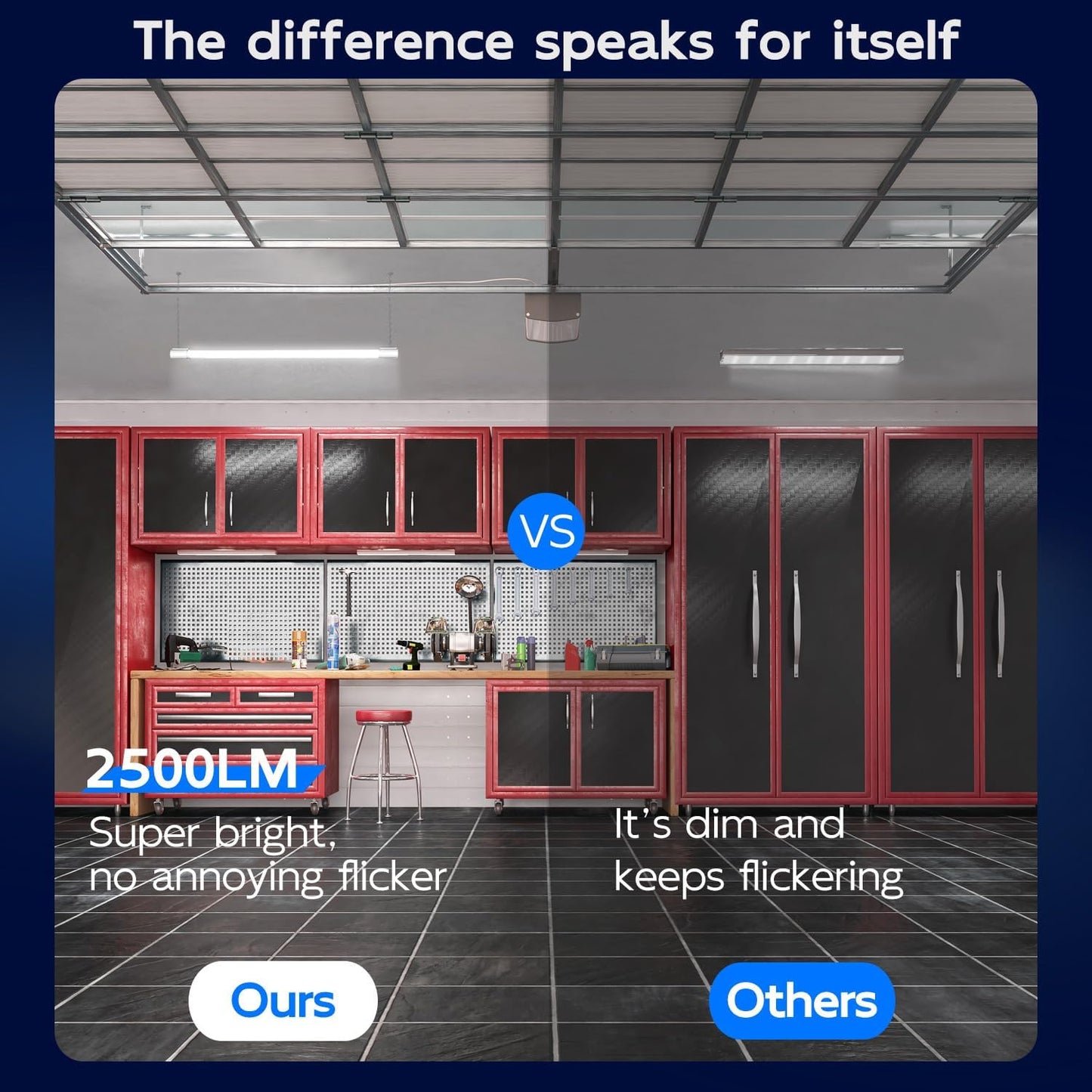 hykolity 4 Pack Linkable LED Shop Light for Garage, 2FT 22W Utility Light Fixture, 2500lm, 5000K Daylight LED Workbench Lighting with Power Cord, Hanging or Flush Mount, White - ETL