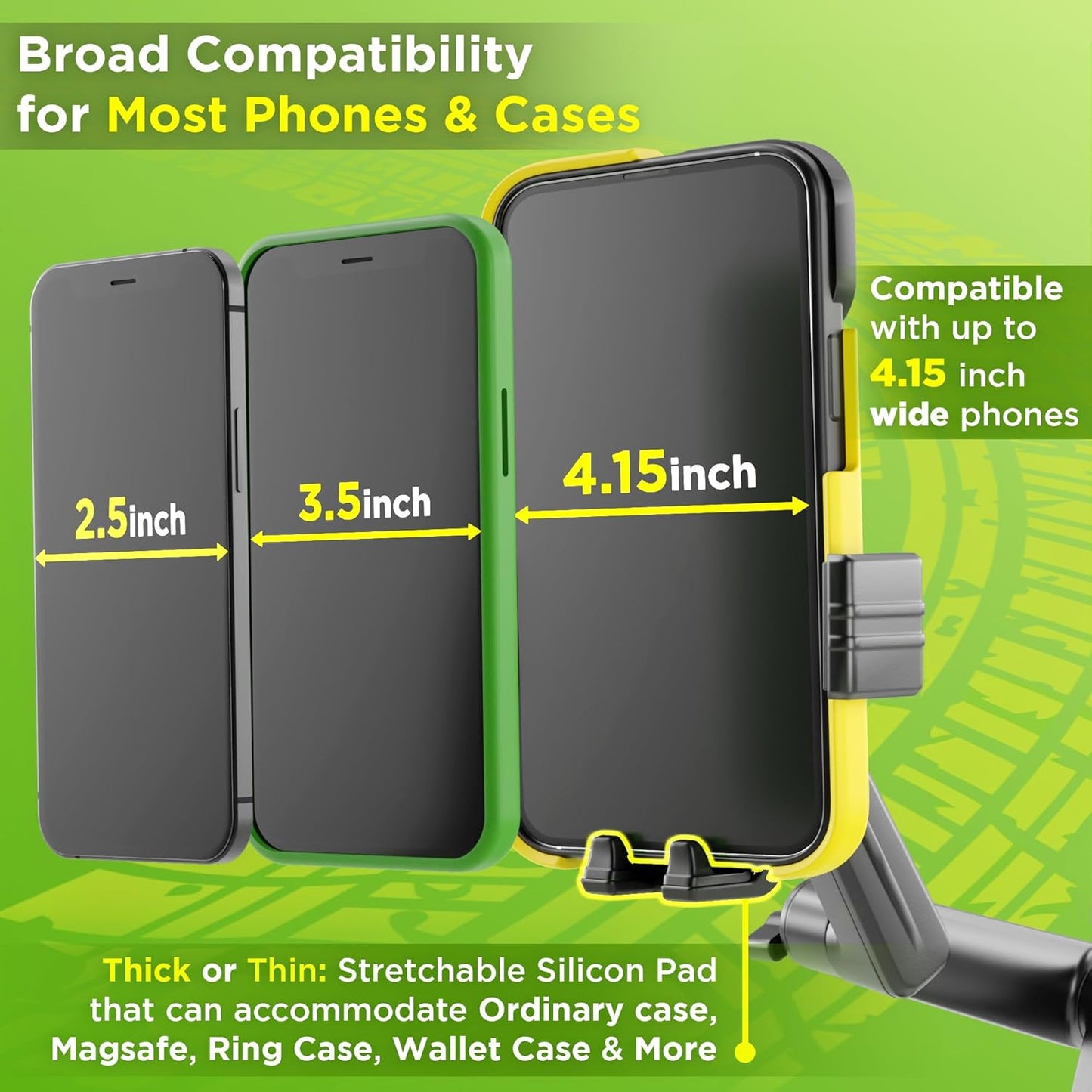 Phone Mount for Truck Phone Holder for Truck - Heavy Duty Suction Cup, Mobile Device Holder for Dashboard Window 16.9 inch Long Arm, iPhone Samsung Compatible, Commercial Trucker, Black