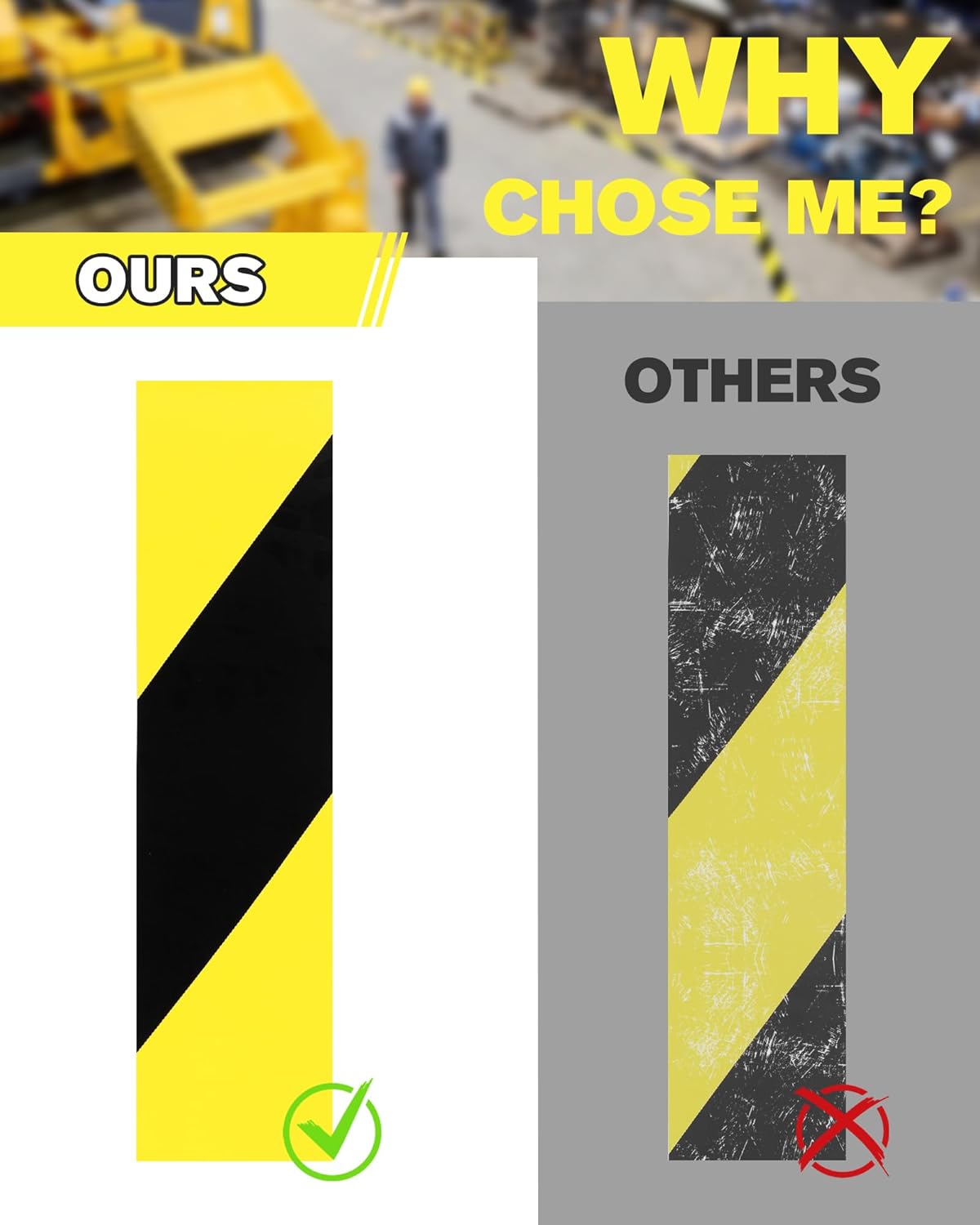 Floor Marking Tape,2 INx108 FT Strong Adhesive Caution Tape,High Durability Warning Safety Tape for Indoor/Outdoor-Warehouses,Factories,Parking Lots,Retail Locations,Black&Yellow,1 Roll