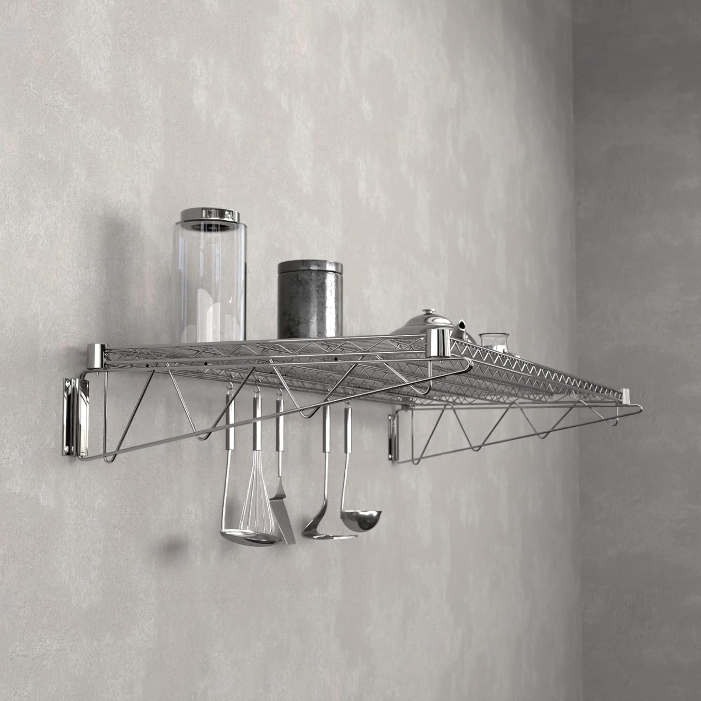 24" x 60" Chrome Wire Wall Mount Shelf
