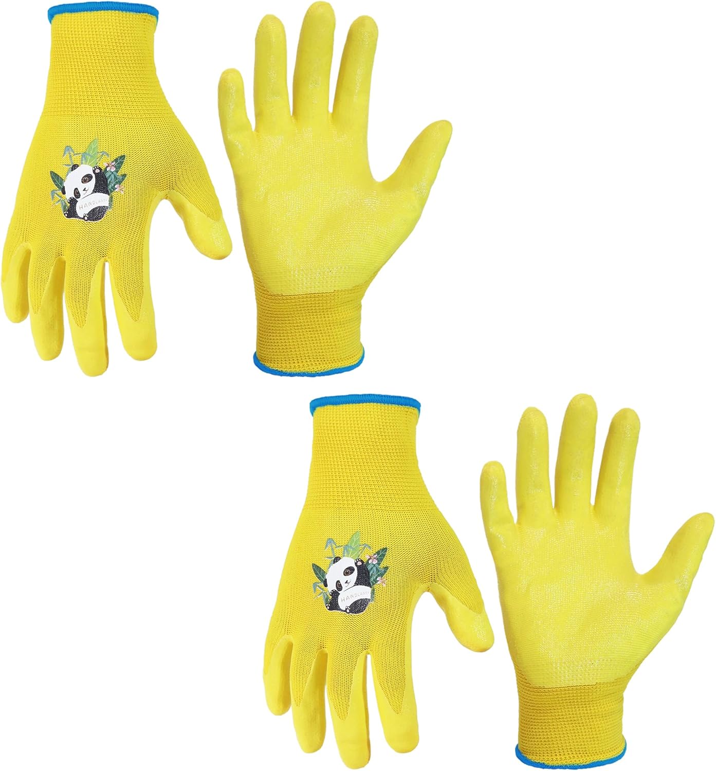 HANDLANDY 2 Pairs Kids Gardening Gloves, Toddler Children Garden Yard Work Outdoor Playing Gloves, Rubber Coating, for Girls Boys Youth (Size M, Yellow)