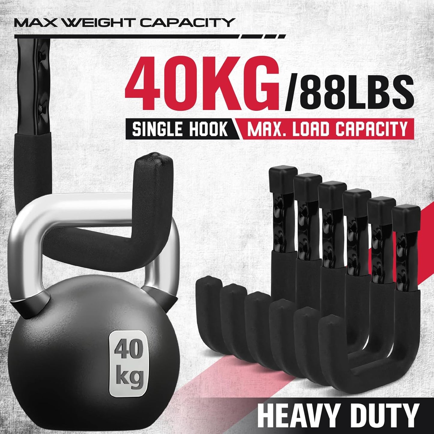 SEDY 6-Piece Heavy Duty Garage Storage Hooks, Wall Mount J Utility Hooks Holds 88 LB, Large Metal Utility, Garage Storage Ladders for Bikes, Garden Tools