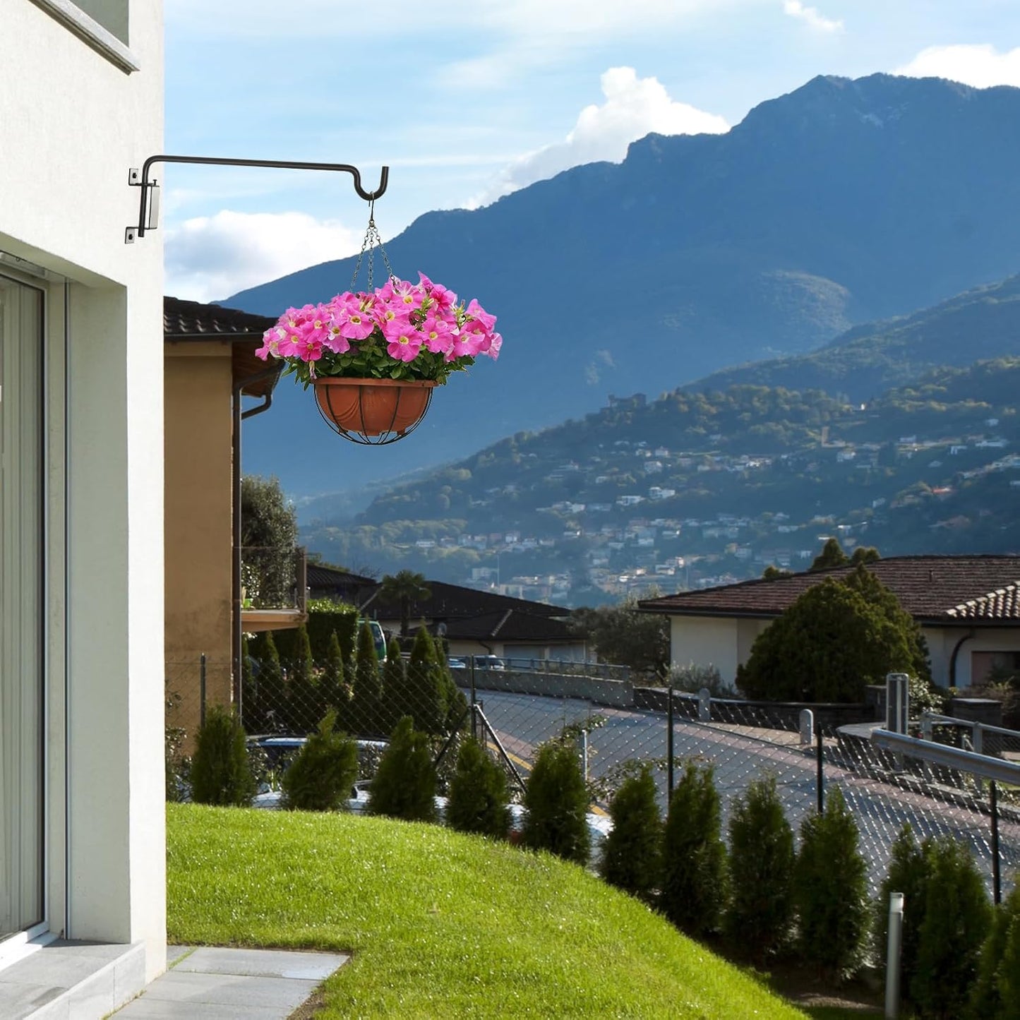 16" 360° Swivel Plant Hange - Heavy Duty Solid Steel Wall Hook, 12-Directional Adjustable for Bird Feeders, Outdoor/Indoor Plants, Garden & Patio, Rust-Resistant Black