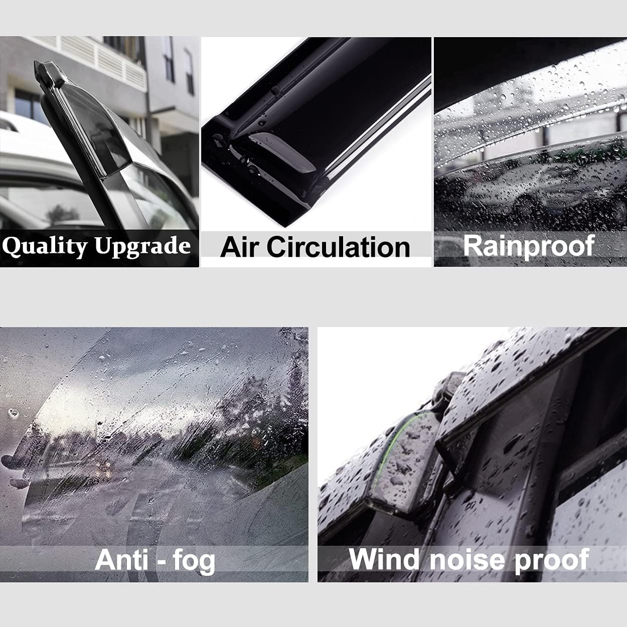 94359 Side Window Wind Deflector,4pc Outside Mount Style Nice Sun Rain Guards Set,Dark Smoke Window Visor fit for 2007-2018 Jeep Patriot