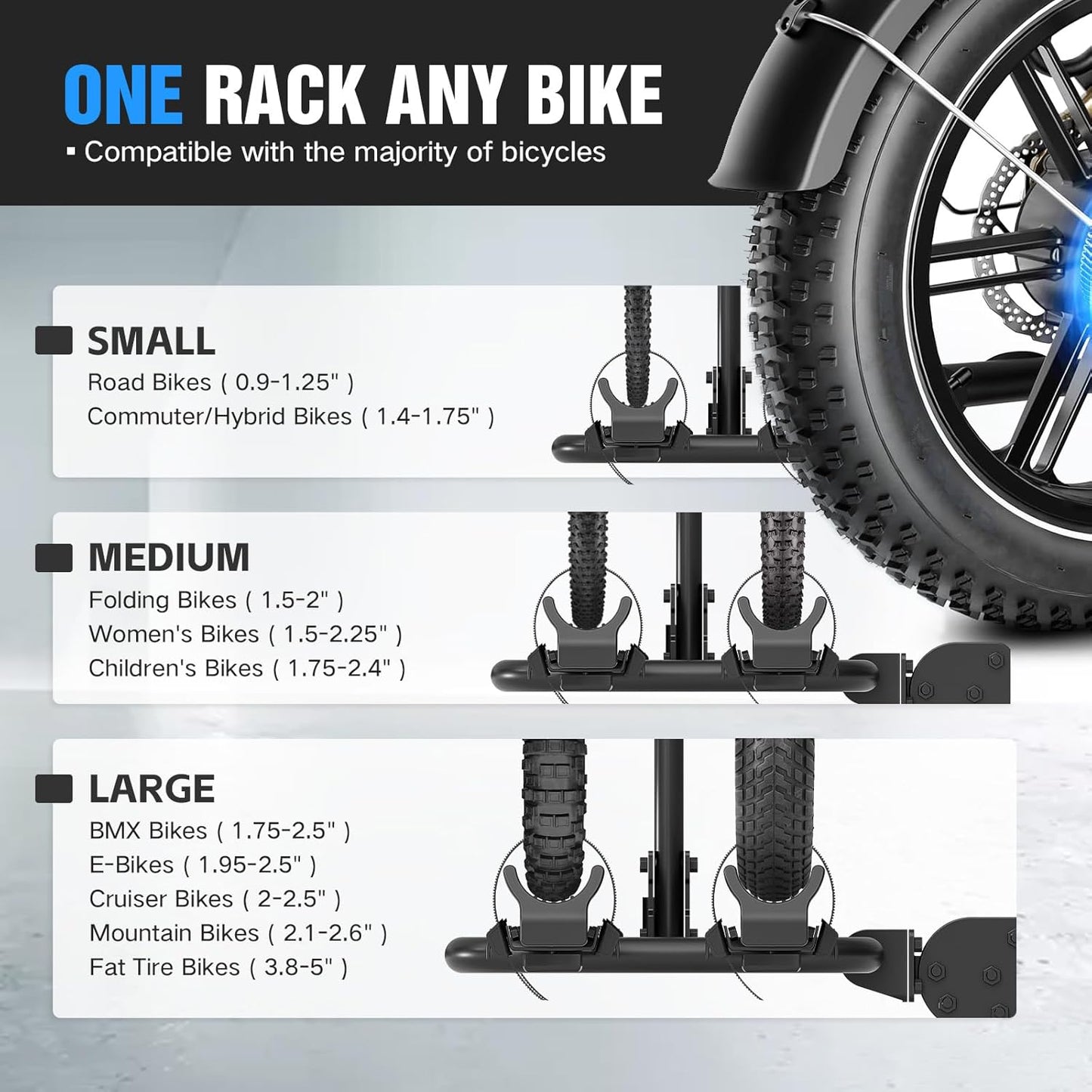 200 LBS Capacity 2 EBike Rack with Cross Bar, 5" Fat Tire Carrier with Ramp, Lockable & Foldable Electric Bicycle Racks, Bike Racks Platform Fits 2" Standard Hitch for SUVs Cars Trucks Vans