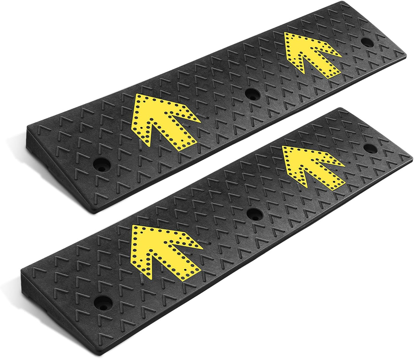 DNA MOTORING 2pcs 2.2" Rise Rubber Arrow Curb Ramp Heavy Duty Loading Driveway Ramps Threshold Ramp 37.2in L x 9.1in W x 2.2in H for Loading Dock, Warehouse, Wheelchair, Motorcycles, Cars, TOOLS-00648