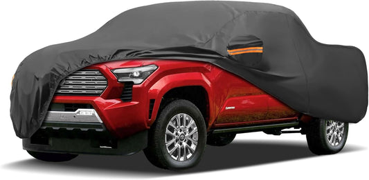 MORNYRAY Compatible with Toyota Tacoma,Car Cover Outdoor Waterproof Sun Rain Snow Hail Protection with Driver Door Zipper (Black, Custom Fit Toyota Tacoma)