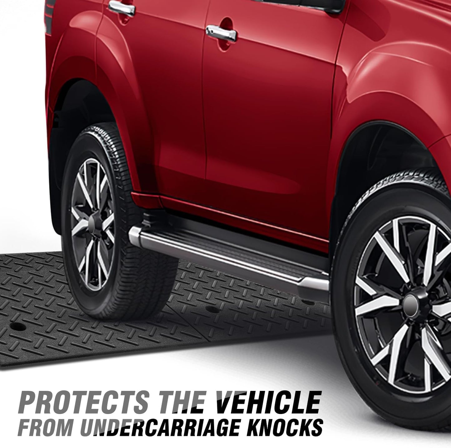 DNA MOTORING 6.9" Rise Rubber Curb Ramp Heavy Duty Loading Driveway Ramp Threshold Ramp 39 in L x 19.5 in W x 6.9 in H for Loading Dock, Warehouse, Wheelchair, Motorcycles, Cars, TOOLS-00653