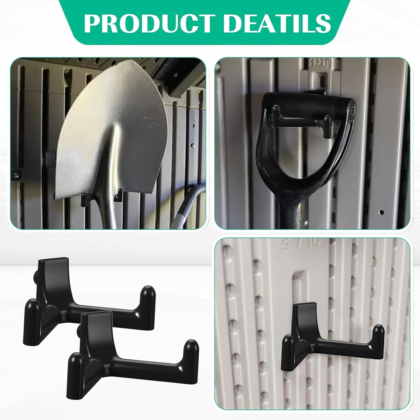 8 Pcs Shed Storage Tool Hooks Accessories Compatible with Suncast, Compatible with craftsman for Hanging Shelves Accessories Part, Storage Sheds Replacement Screws, Brackets and Hooks (V Shaped)