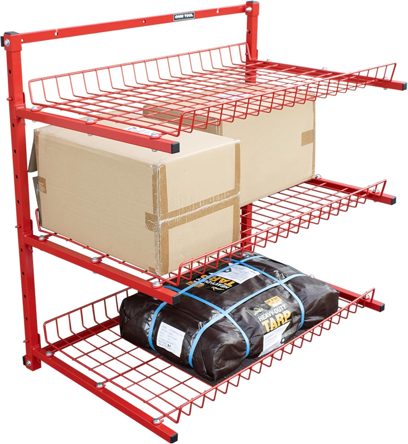 LAUCO Wall Mounted Storage Rack, 3-Level Metal Wall Shelving with Shelf Organizer/Garage Shelving Wall Mounted Heavy Duty [39116]