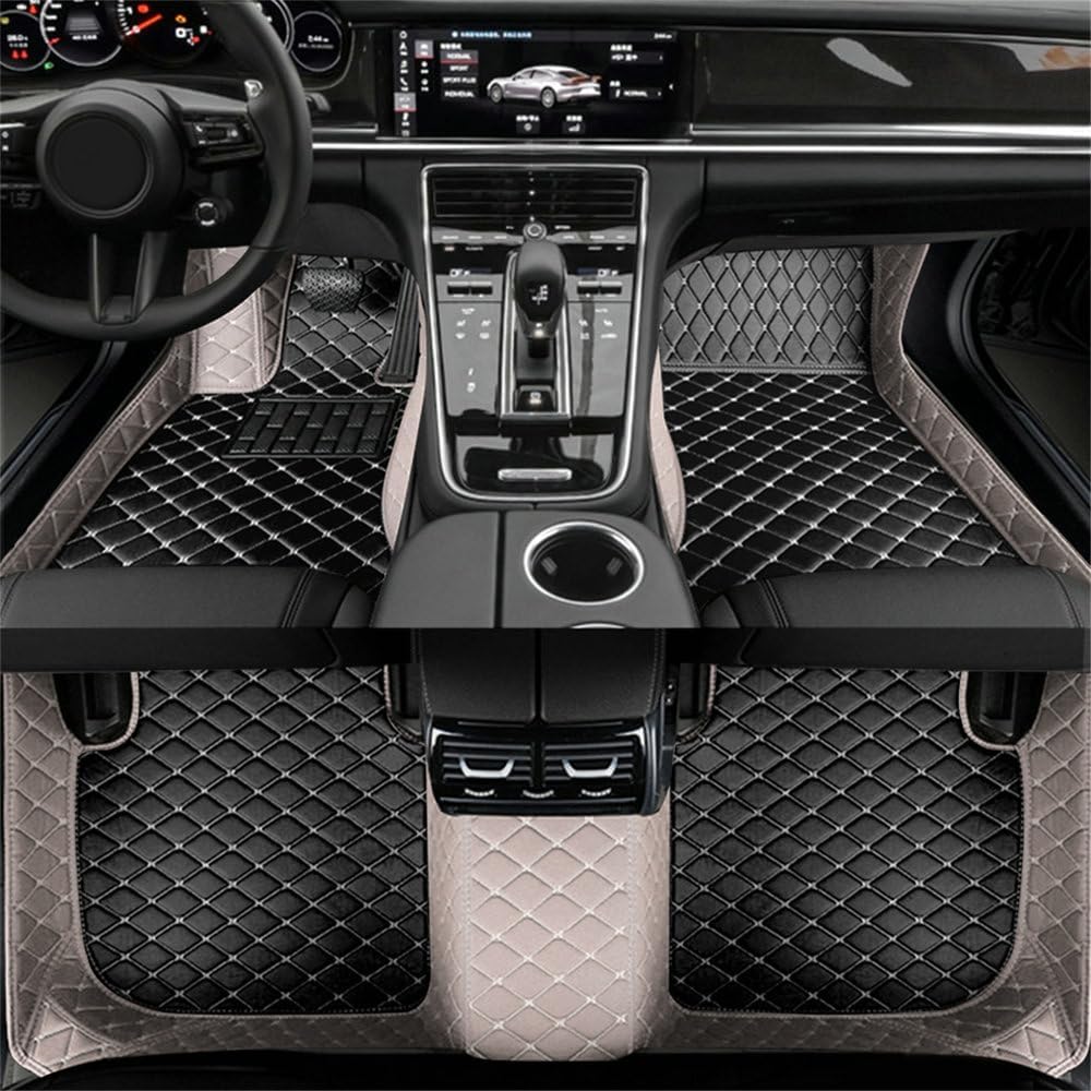 Custom Artificial Leather Waterproof All-Weather Car Floor Mats Fit for 99% Sedan SUV Sports Car Vehicle Car Mat (Gray Black Beige)
