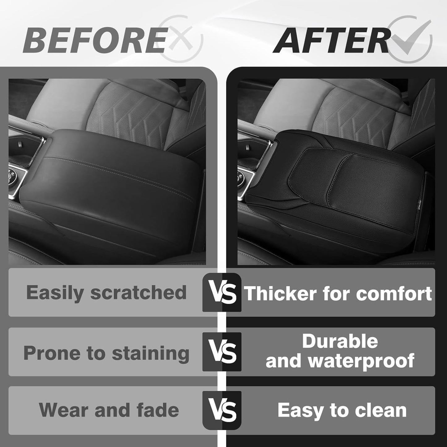 Muslogy Center Console Armrest Cover Compatible with Nissan Pathfinder 2022-2025 Comfort Armrest Pad Arm Rest Cushion Vegan Leather Protector Regular Thick