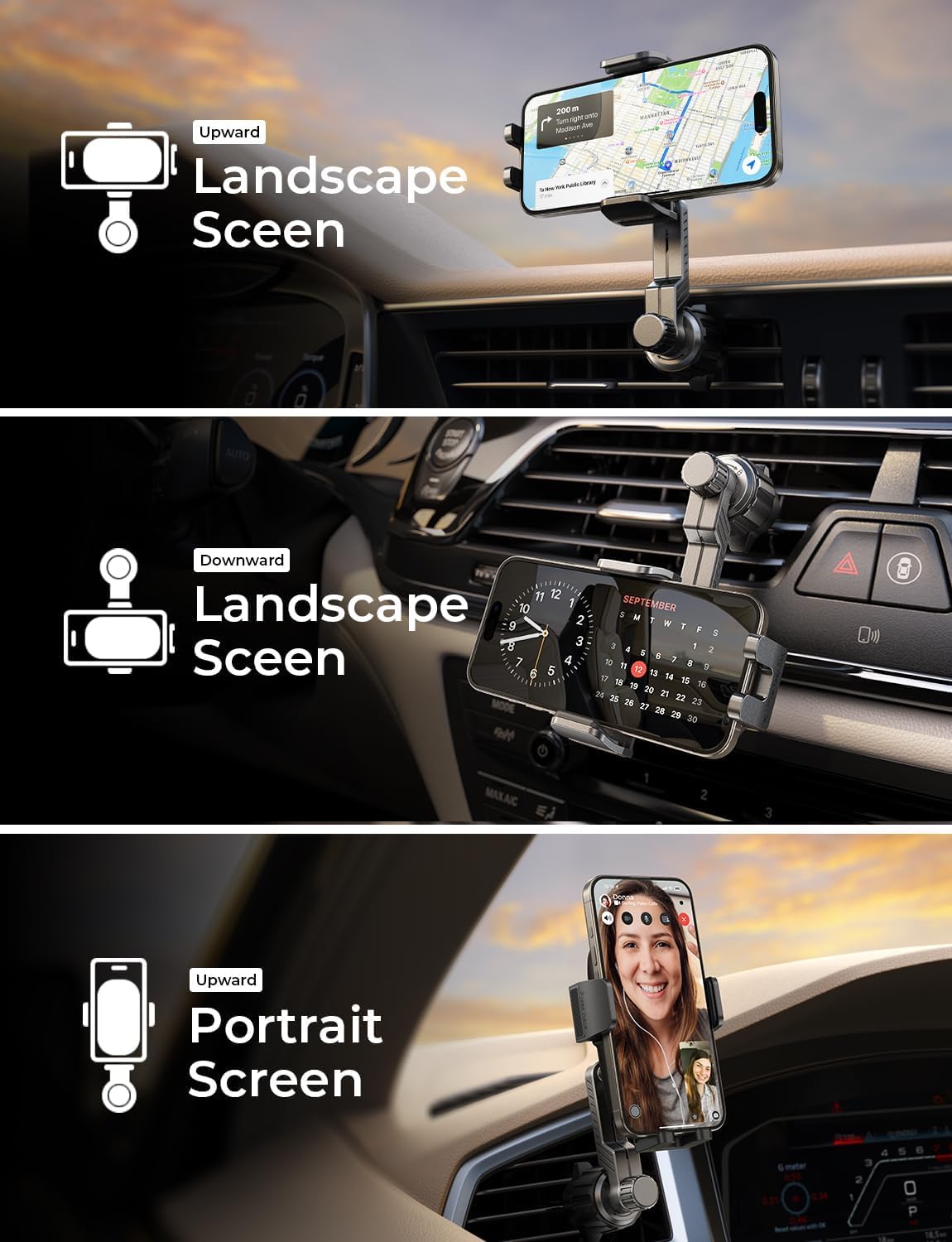 LISEN Phone Mount for Car Vent [Never Blocking] Rotatable Car Phone Holder Air Vent Clip 2024 Hands Free Cell Phone Car Mount for iPhone 16 Pro Max Plus 15 14 13 Samsung Android, Pink