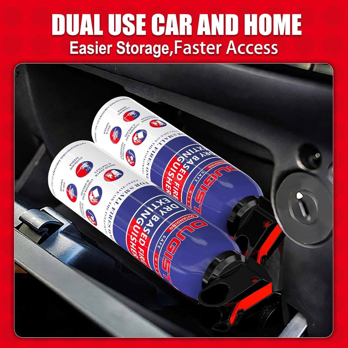 Fire Extinguisher for Home & Vehicle - 600g Fire Extinguisher | Grease & Electrical Fire Extinguisher for Kitchen, Car, Portable (4-Pack)