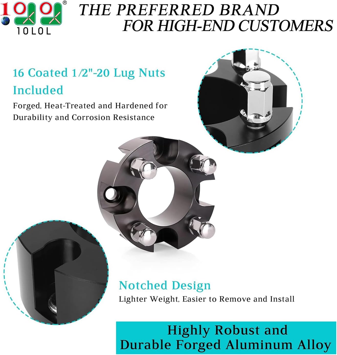 10L0L Golf Cart Wheel Spacers Adapters 2 Inch for EZGO Club Car 4 Lug (4x4 Bolt Pattern, 68mm Hub Bore, 1/2-20 Studs) - 4 Pack