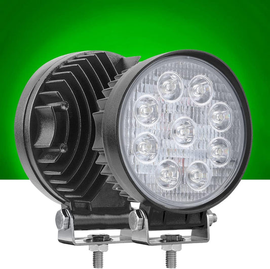 27W Spot Green Round Work LED Light Fog Offroad Off Road Lights Driving Lamp Waterproof for Hunting Pickup UTV Truck Car Boat SUV Boat 4WD ATV 12V 24V 4x4 Tractor Motorcycle（2pcs）
