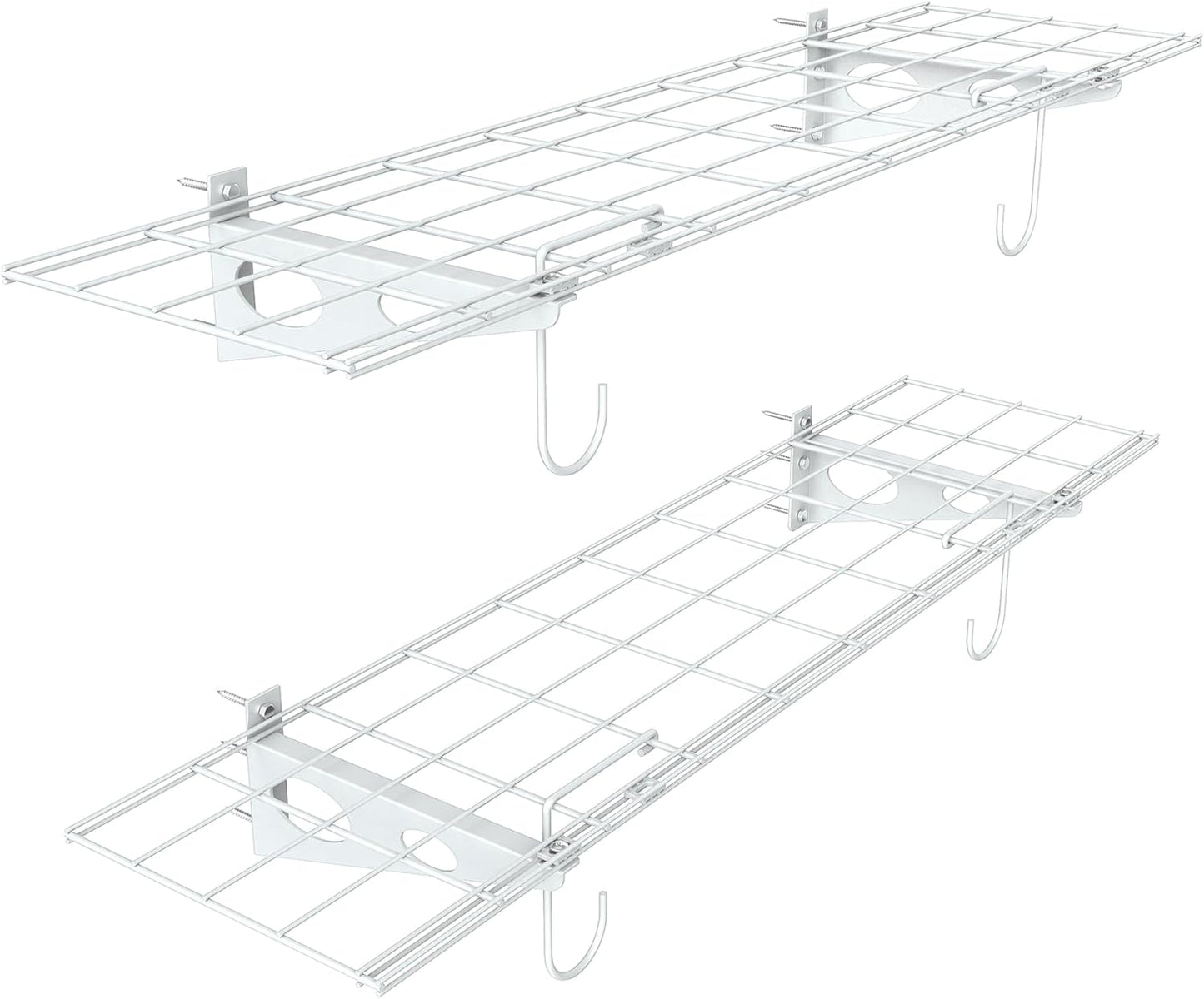 WALMANN 2-Pack Garage Wall Shelves, 1 x 4 ft/12 * 48 inch Wall Mounted Storage Shelves for Garage Heavy Duty Floating Shelving, Holds Up to 220 Lbs(White)