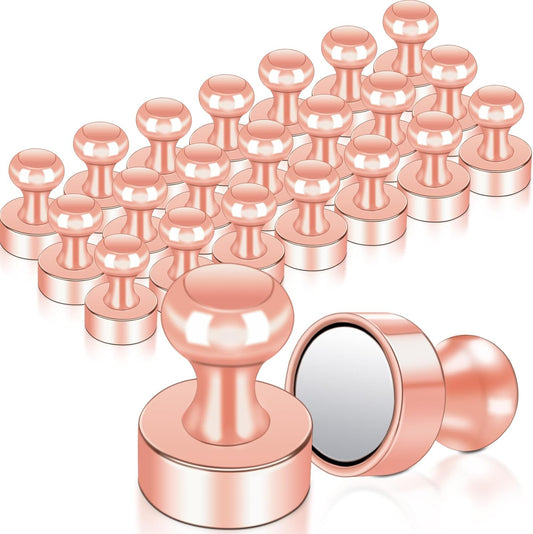 22 Pack Fridge Magnets, Rose Gold Strong Magnets for Whiteboard, Push Pin Refrigerator Magnets Small Strong Rare Earth Magnets Neodymium Magnet for Office, Classroom, Kitchen, Home