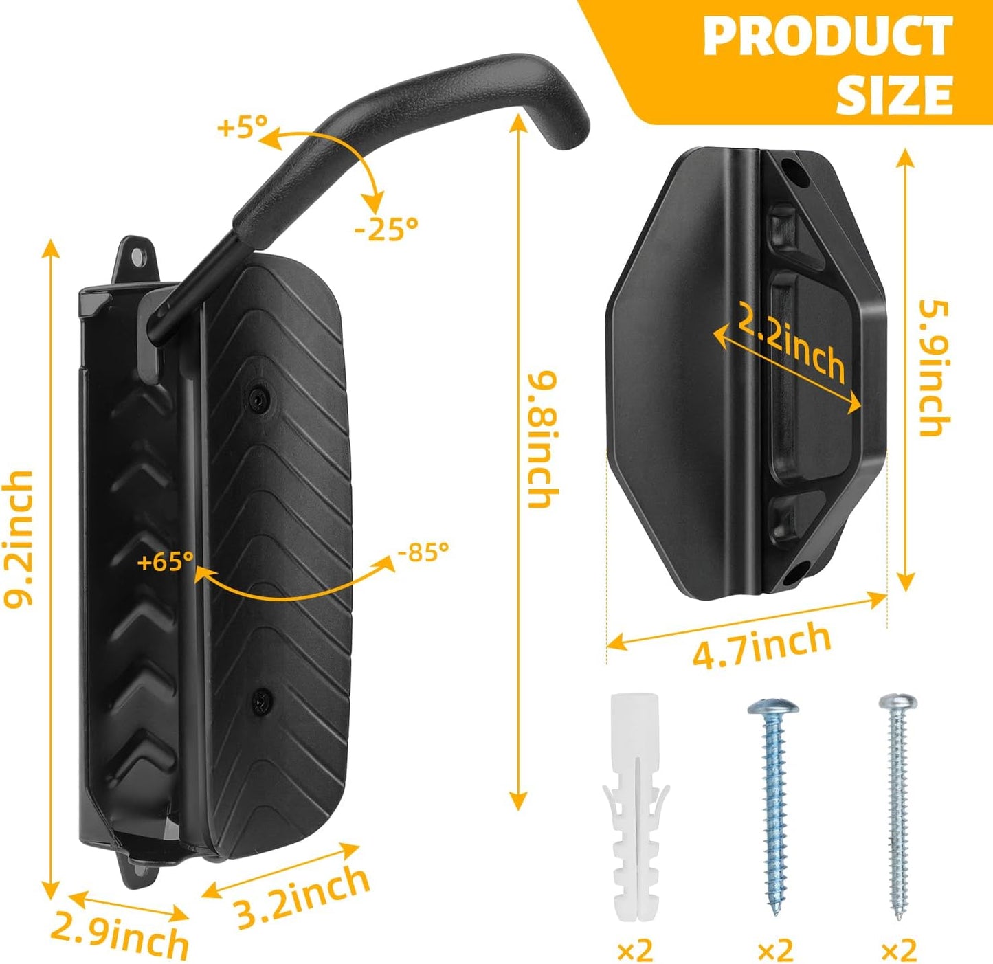 Bike Rack Wall Mount, Garage Wall Bike Rack, Vertical Bike Rack Holds Up to 66lbs, Garage Space Saving Sturdy Wall Bike Rack,Bike Hanger for MTB, Road, eBike, Easy to Install