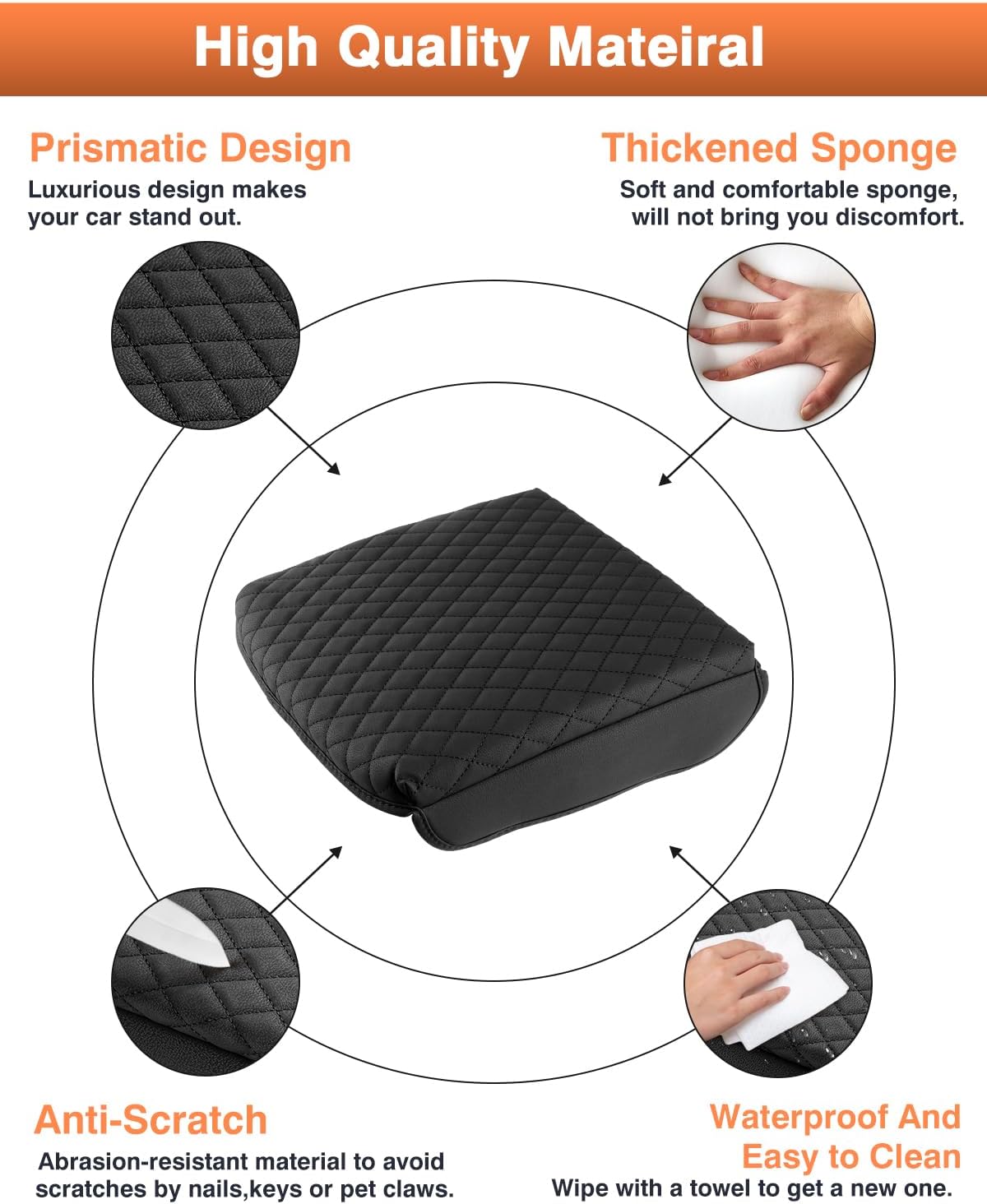 Shademax Custom Fit for Center Console Cover Acura MDX 2022 2023 2024 2025 2026 Accessories Armrest Cover Center Console Pad PU Leather Armrest Seat Box Cover Protector Anti-Scratch Black