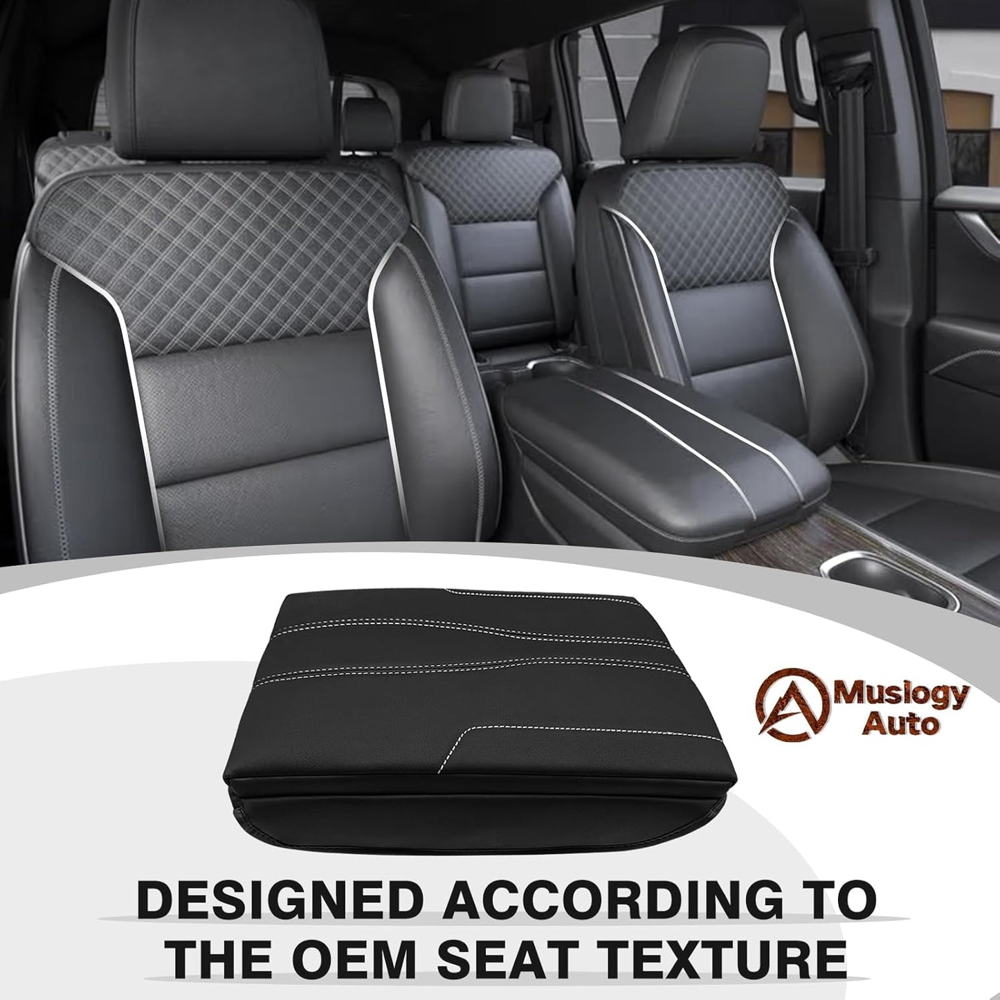 Muslogy Center Console Cover 1-Inch Extra Thick Armrest Pad Compatible with 2024 2025 GMC Acadia & Chevy Traverse&2025 Buick Enclave Arm Rest Cushion Padding Anti-Scratch Console Leather Lid Protector