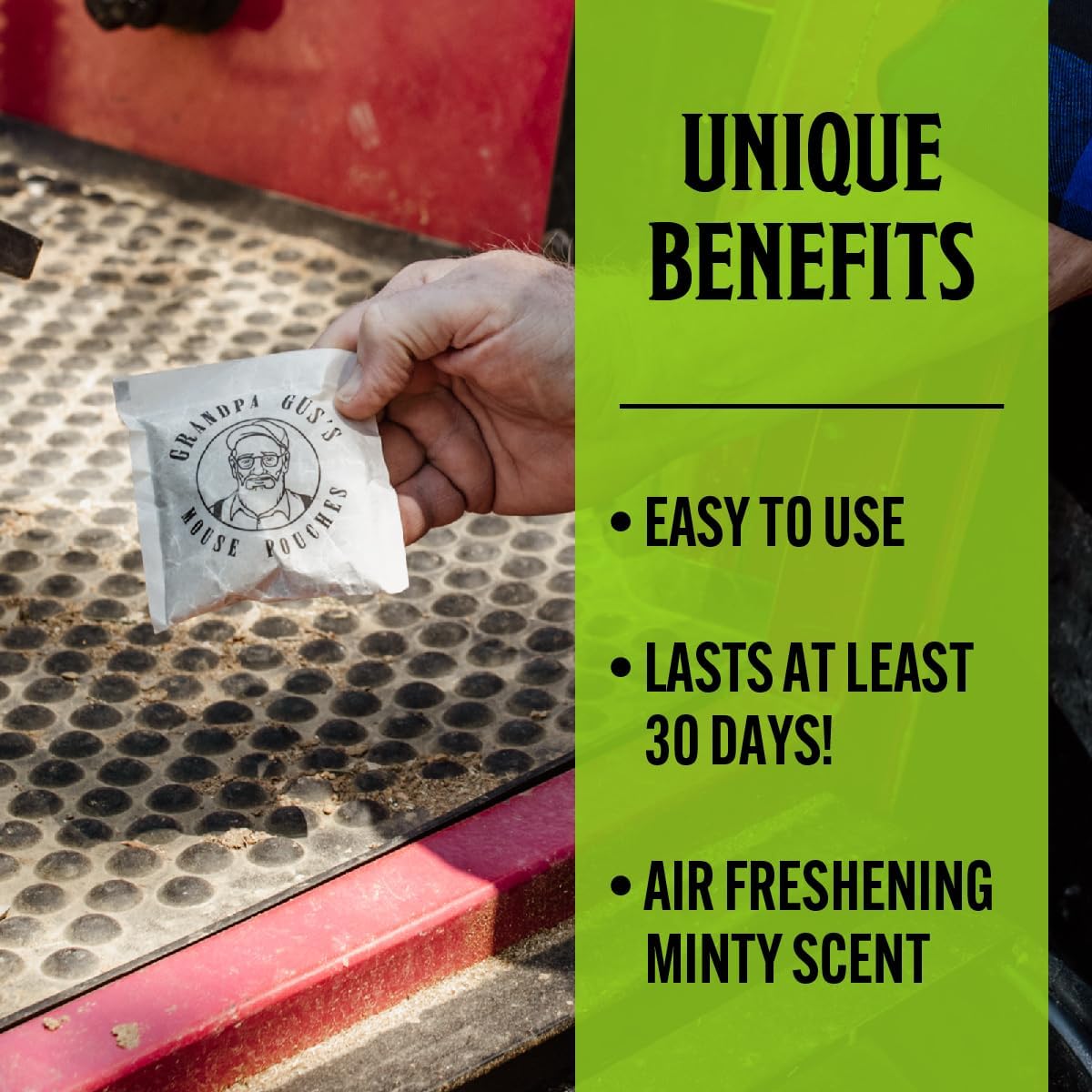 Grandpa Gus's Extra-Strength Mouse Repellent Pouches, Cinnamon/Peppermint Oils Repel Mice from Nesting & Freshen Air in Car/RV/Boat/Garage/Shed/Cabin, 1.75 oz (Pack of 10)