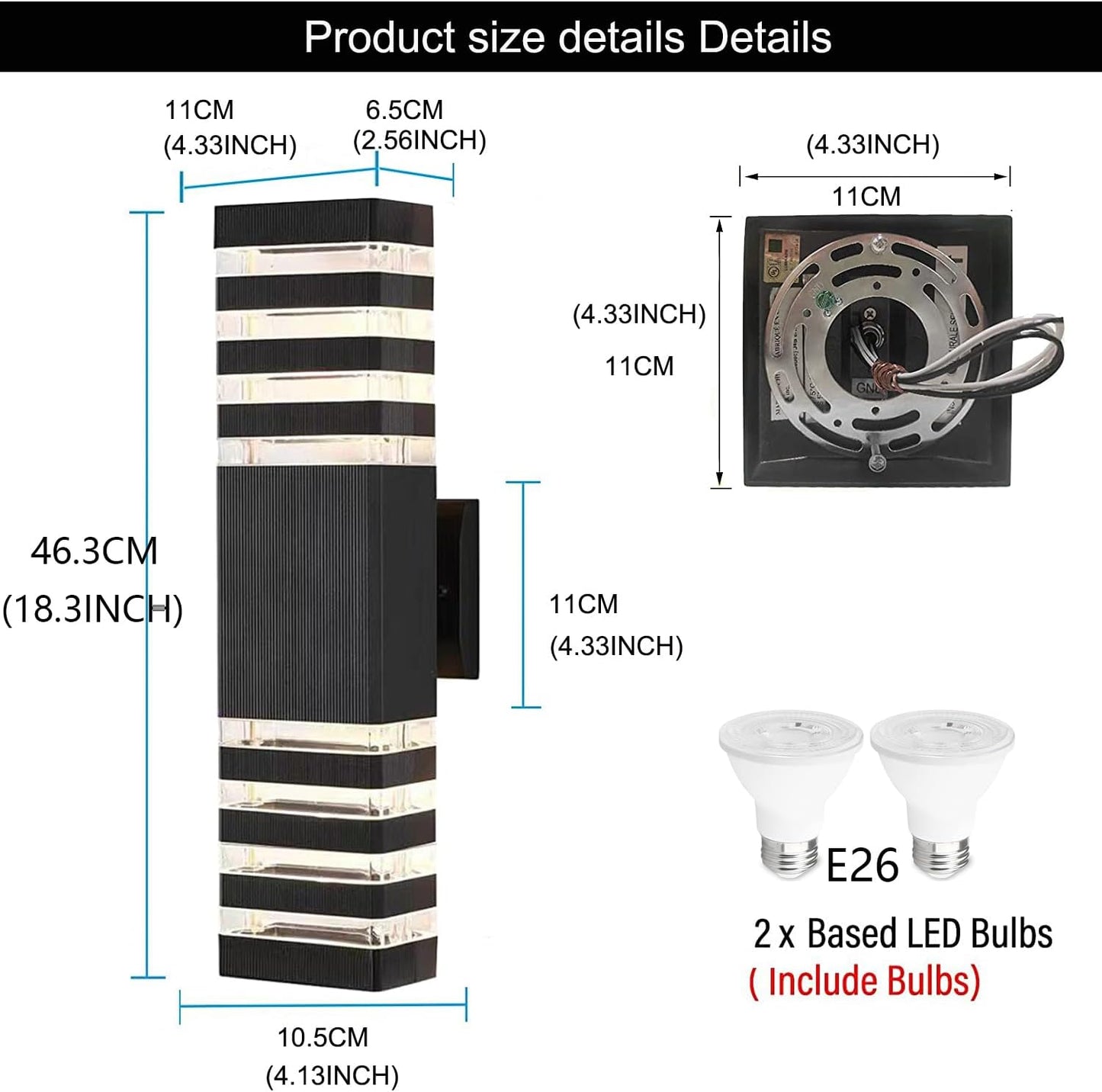 18inch LED Square Up & Down Wall Lights,24W Outdoor Wall Light 4000K Day White Aluminum Body Waterproof IP65 LED Exterior Light Fixtures Wall Mount for House Patio Garage Garden. (6 Pack)