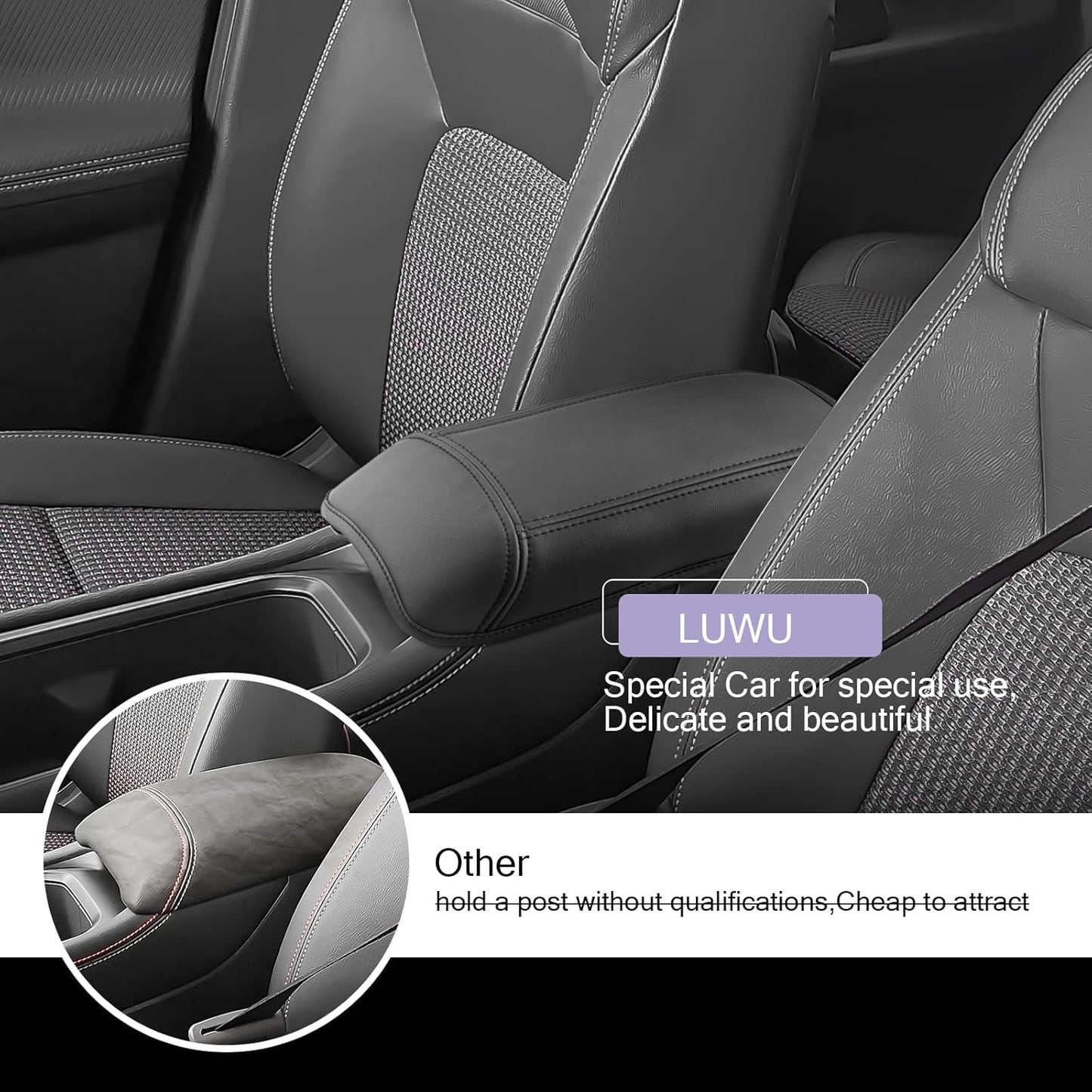 LUWU 2025 Kicks Center Console Cover Compatible with 2025 Nissan Kicks Accessories 2025 Kicks S/SV/SR Armrest Cover Armrest Console Cover (Thin Black)