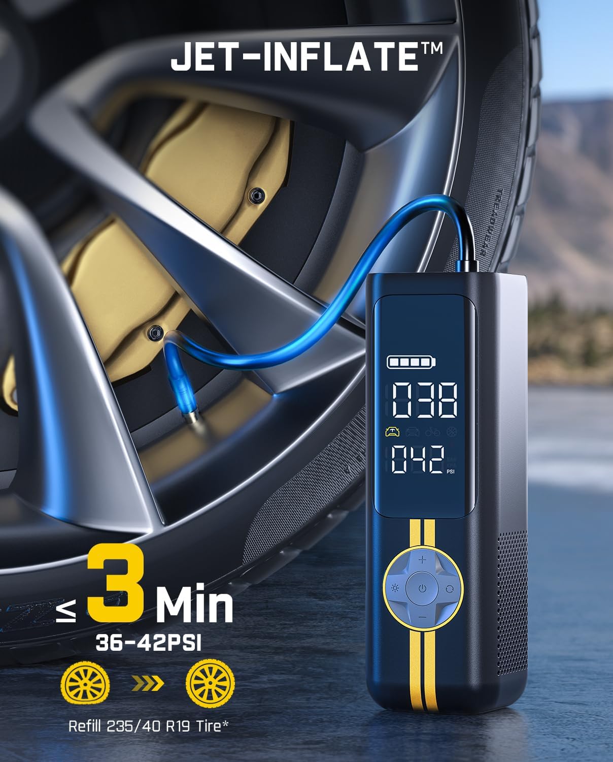 Fanttik X8 APEX EV Tire Inflator Portable Air Pump, 2X Faster Inflation, 150PSI Cordless Air Compressor with Powerful Battery, Fits Electric Cars, Cars, Motorcycles, Bikes, Balls