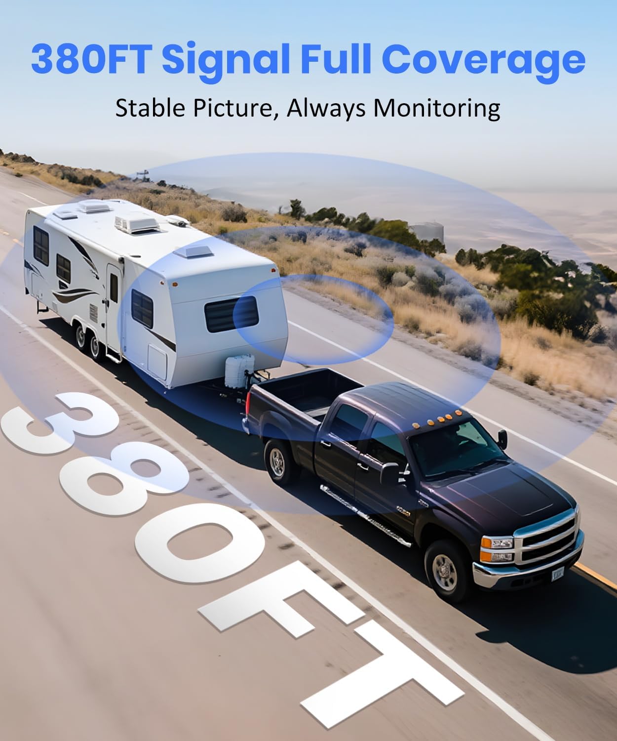 AUTO VOX Wireless Backup Camera Solar Magnetic: Portable Storage Bag Include,1-Min Easy Installation,5" 1080P Monitor, 380FT Signal Stable Coverage Back Up Camera for Truck, SUV, RV,Trailer, Van